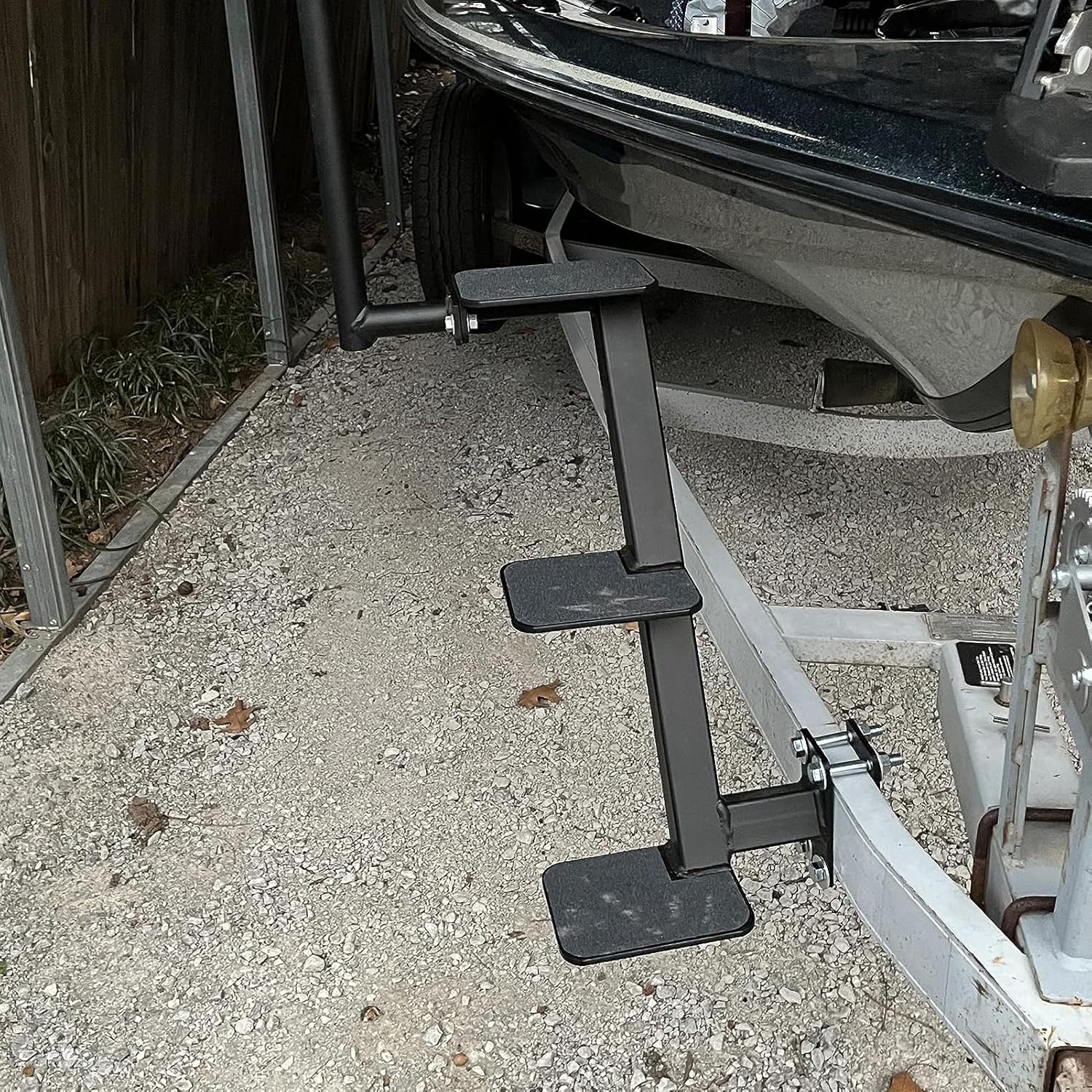 Gradini Universali per Rimorchio Barche 3 Gradini, Acciaio Nero - immagine 4