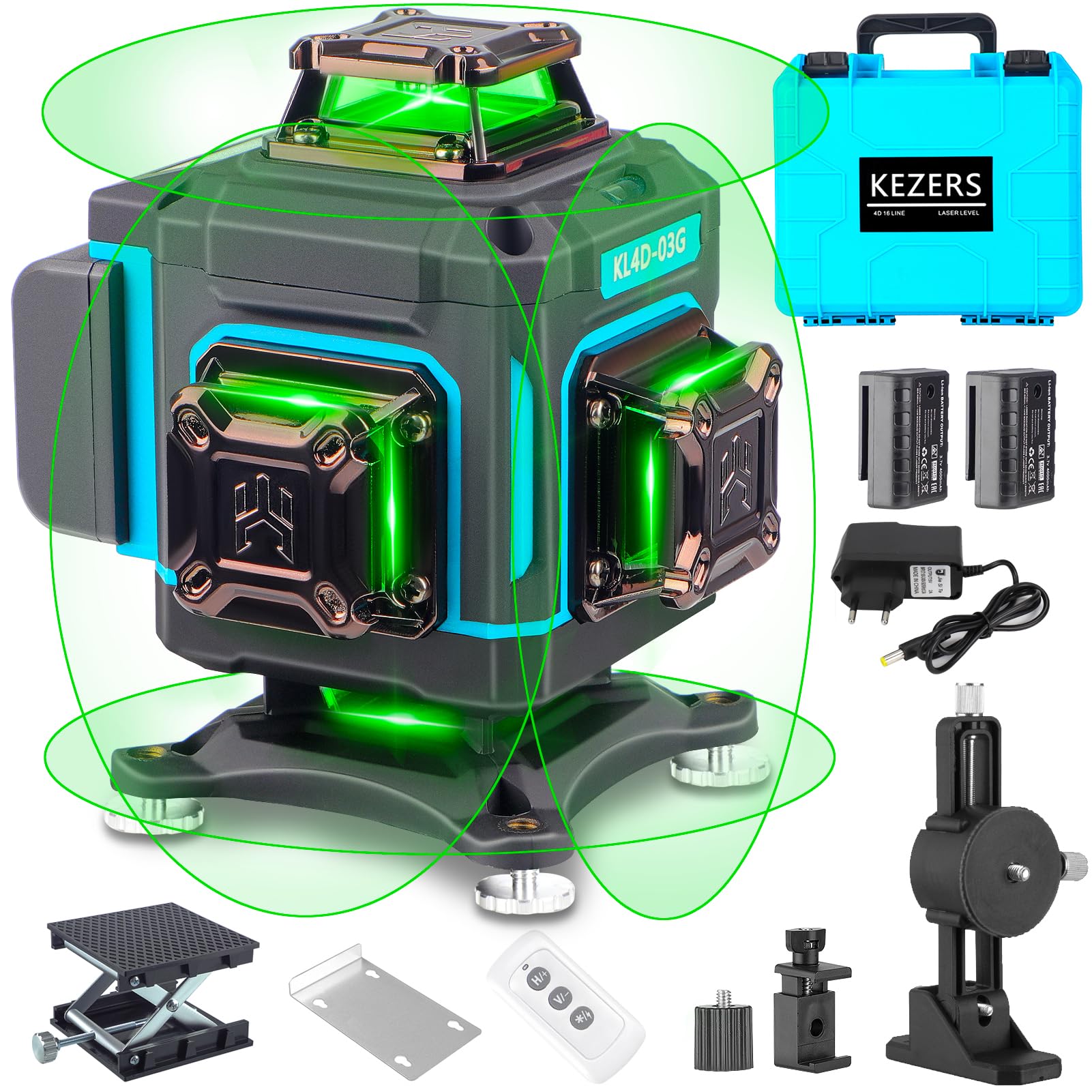 Kezers Laser a Linee Incrociate Verde 4x360° 16 Linee