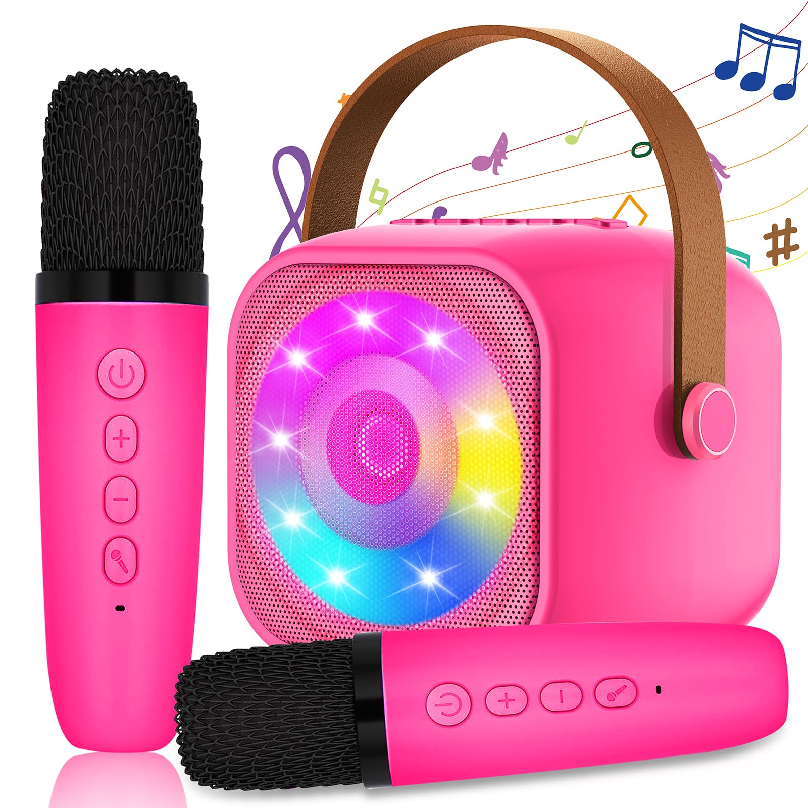 Karaoke per Bambini con 2 Microfoni e Luci LED