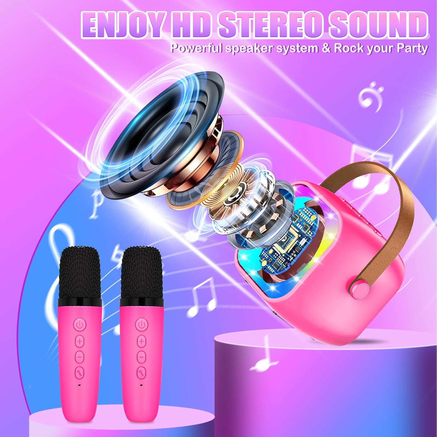 Karaoke per Bambini con 2 Microfoni e Luci LED - immagine 2