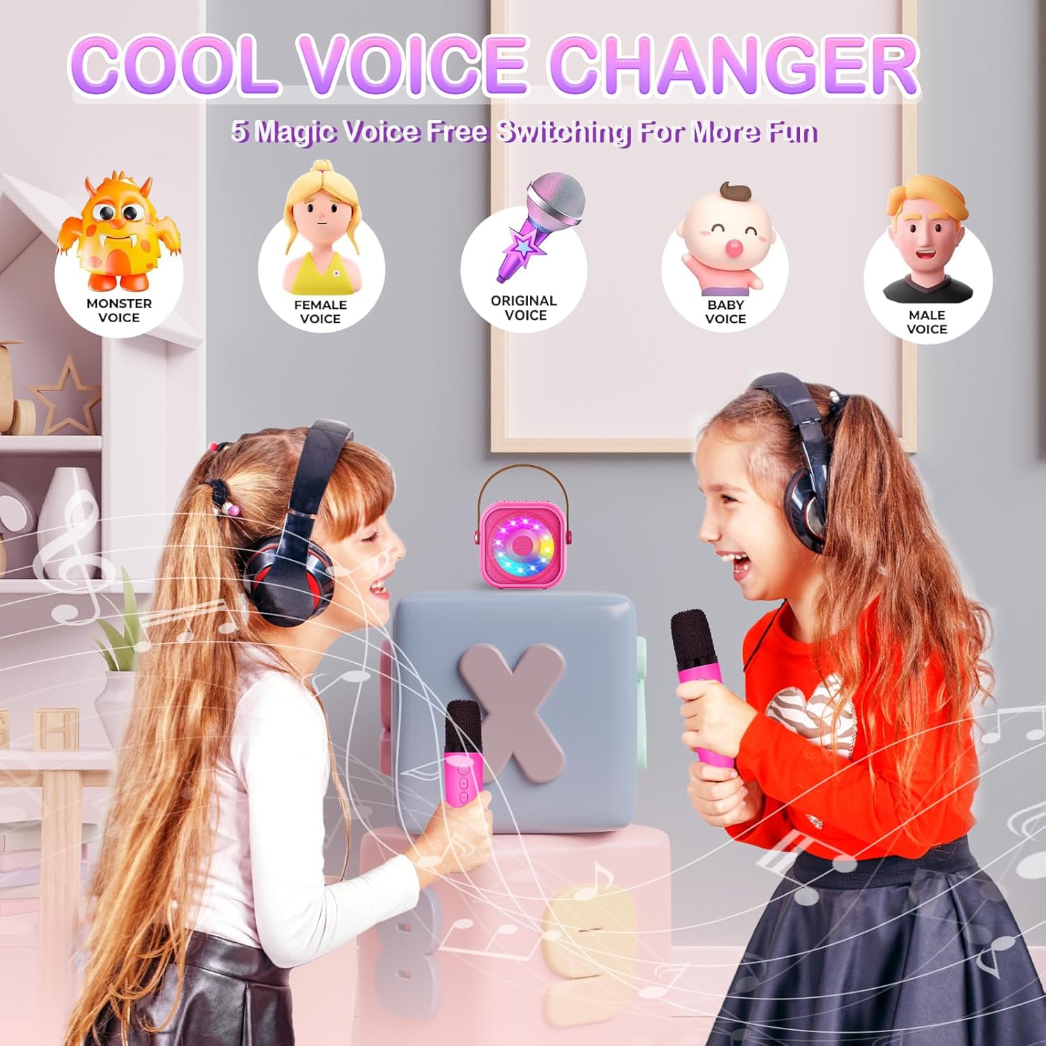 Karaoke per Bambini con 2 Microfoni e Luci LED - immagine 6