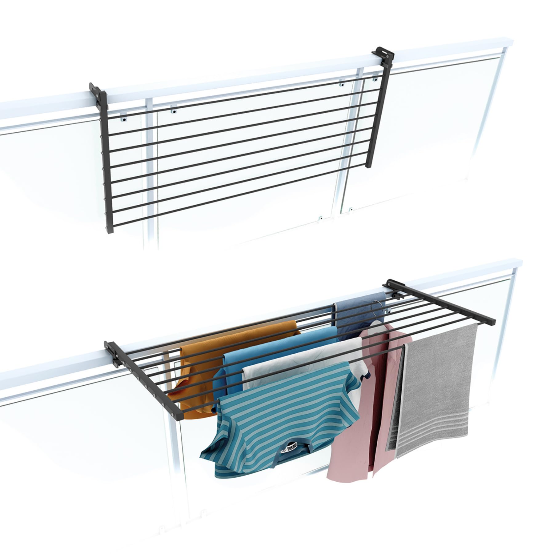 Foxydry Stendino da Balcone Ribaltabile 118cm, Antracite