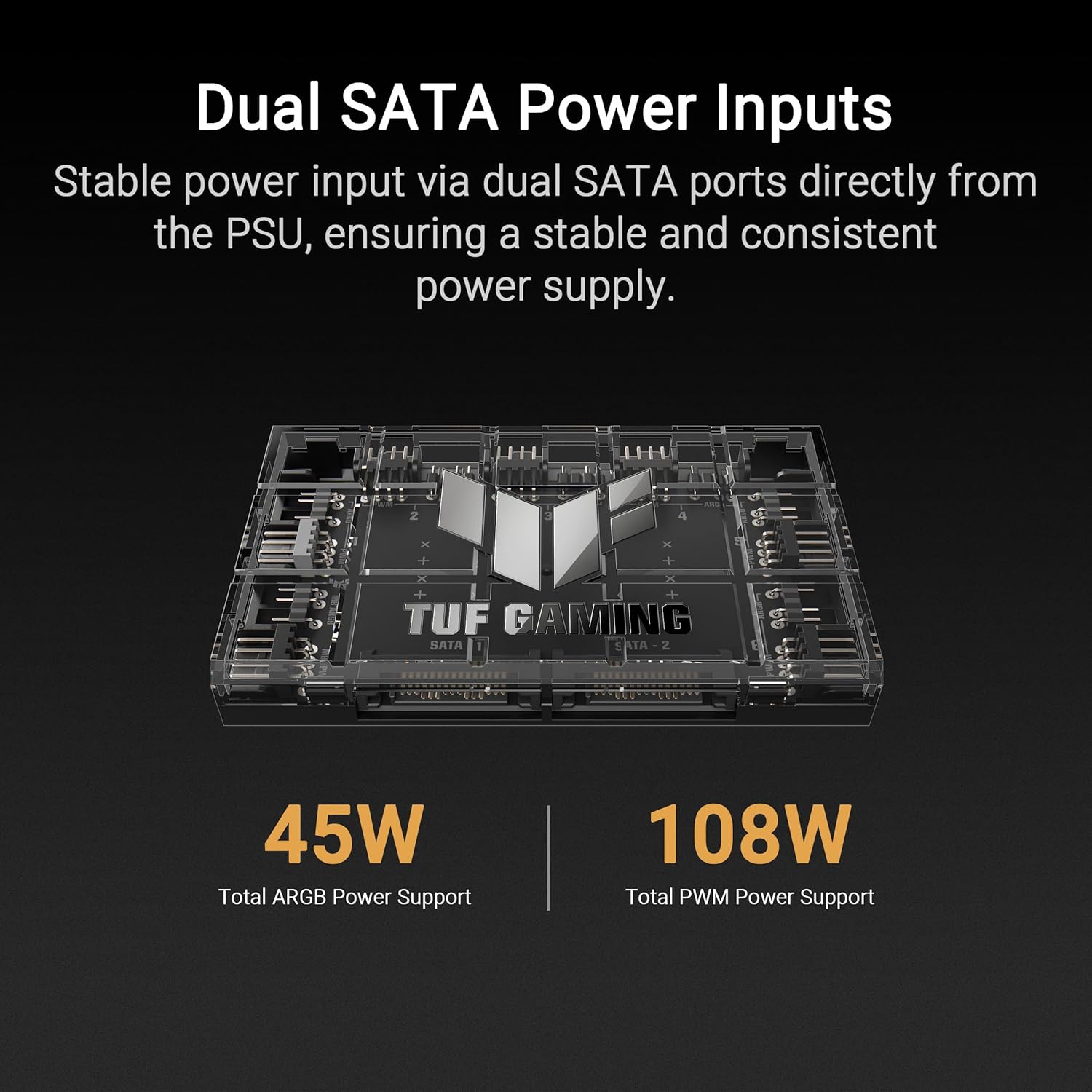 Asus TUF Gaming ARGB PWM Fan Hub 6 Ventole, Nero - immagine 5