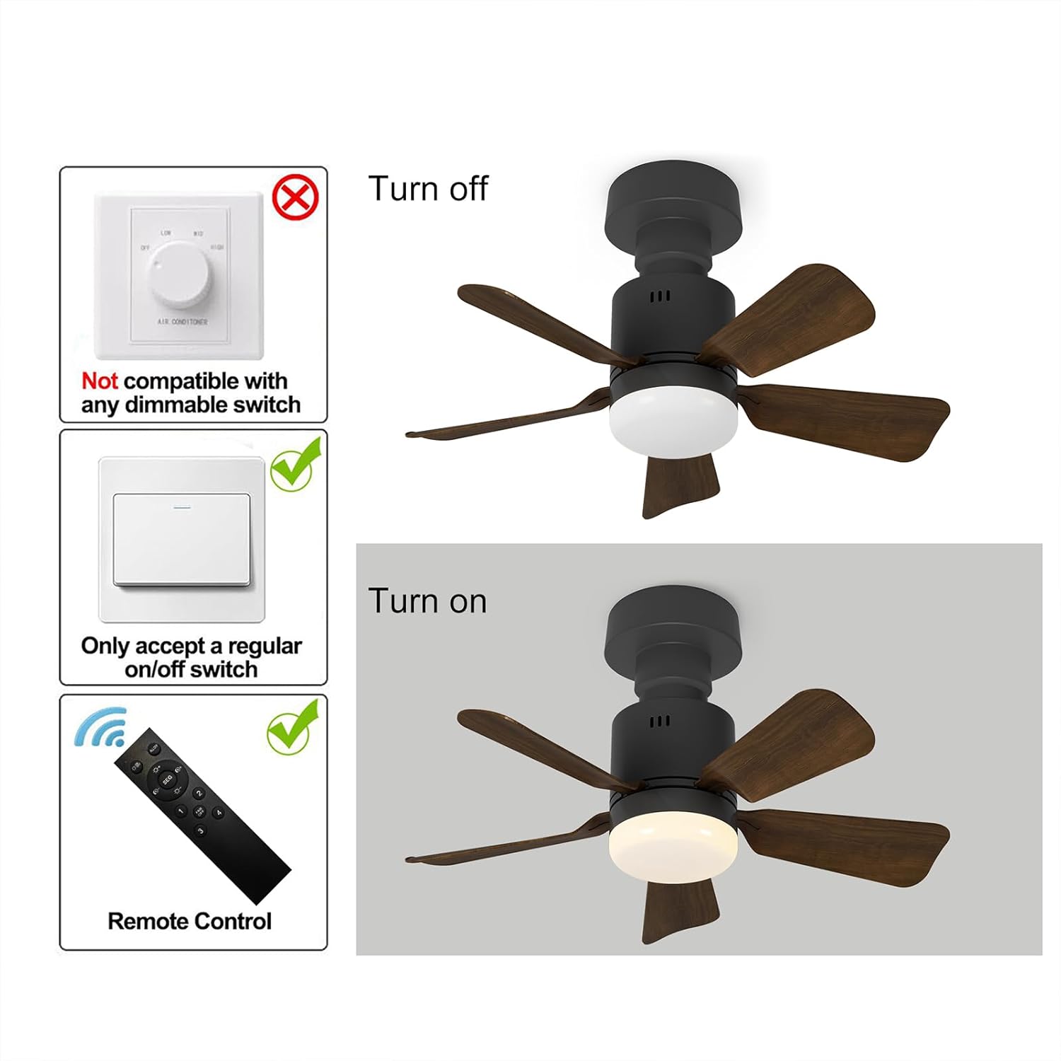 Geadi Ventilatore da Soffitto con Luce LED Dimmerabile - immagine 5