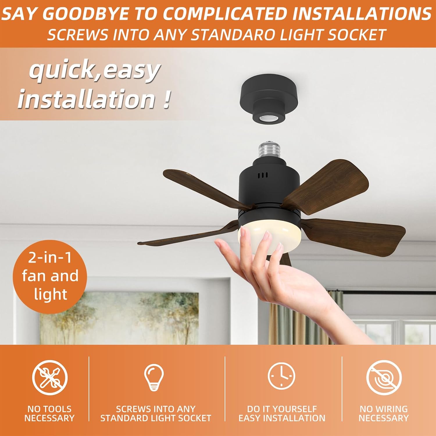 Geadi Ventilatore da Soffitto con Luce LED Dimmerabile - immagine 6