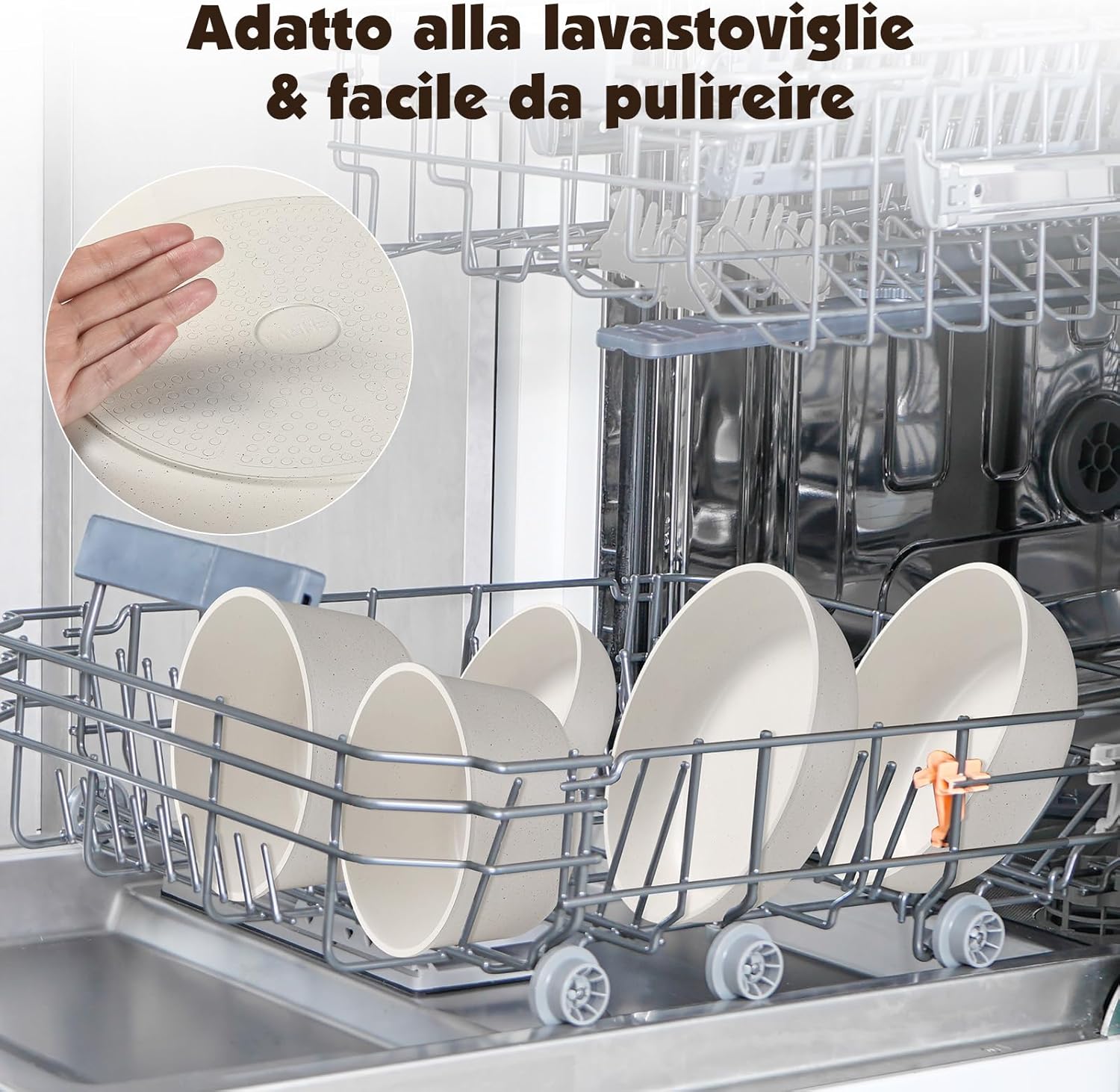 Yashe Set Pentole e Padelle 21 Pezzi Antiaderente, Bianco - immagine 6