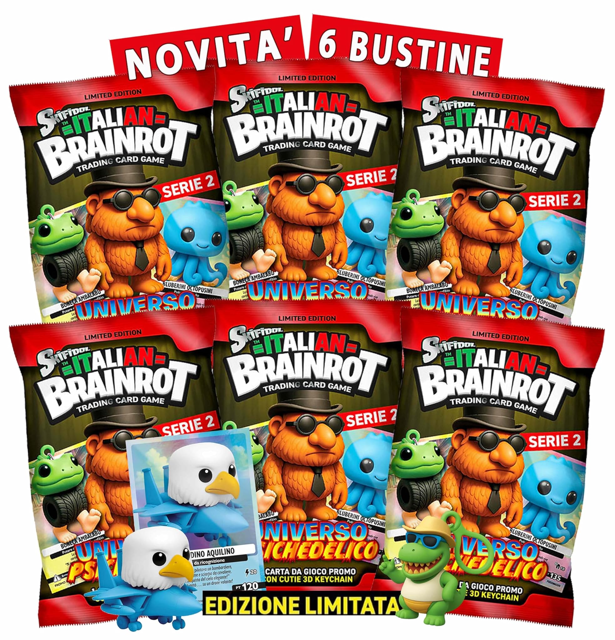 Skifidol 6 Bustine Cards Olografiche + Personaggi 3D