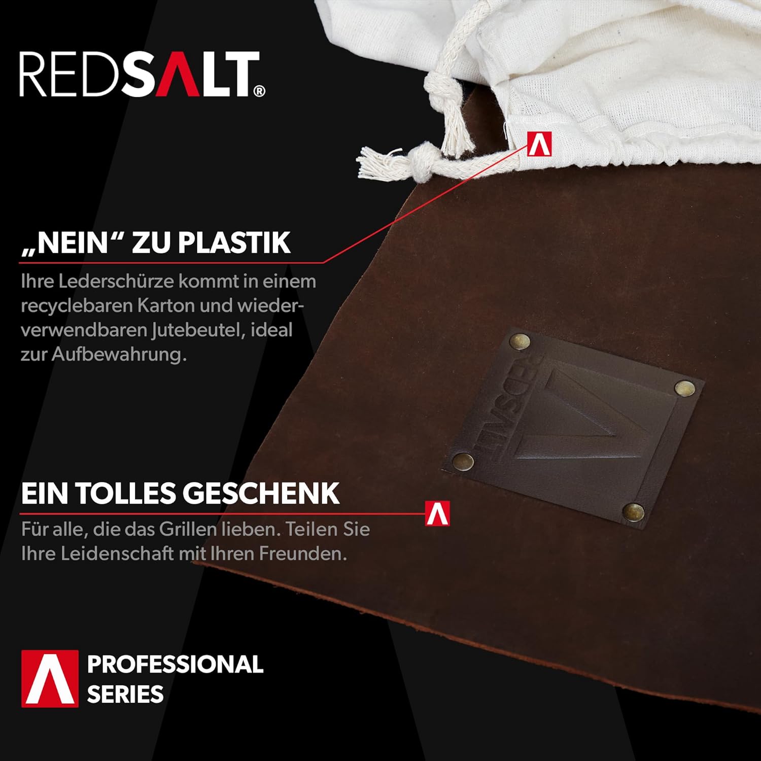 REDSALT® Grembiule in Pelle di Bufalo 84x62cm - immagine 6