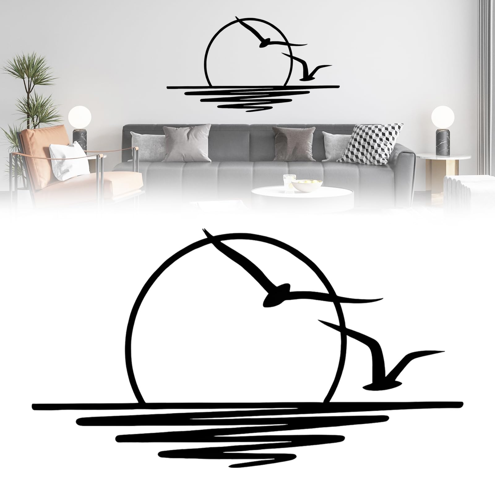 Decorazione da Parete in Metallo Nero 100x50 cm