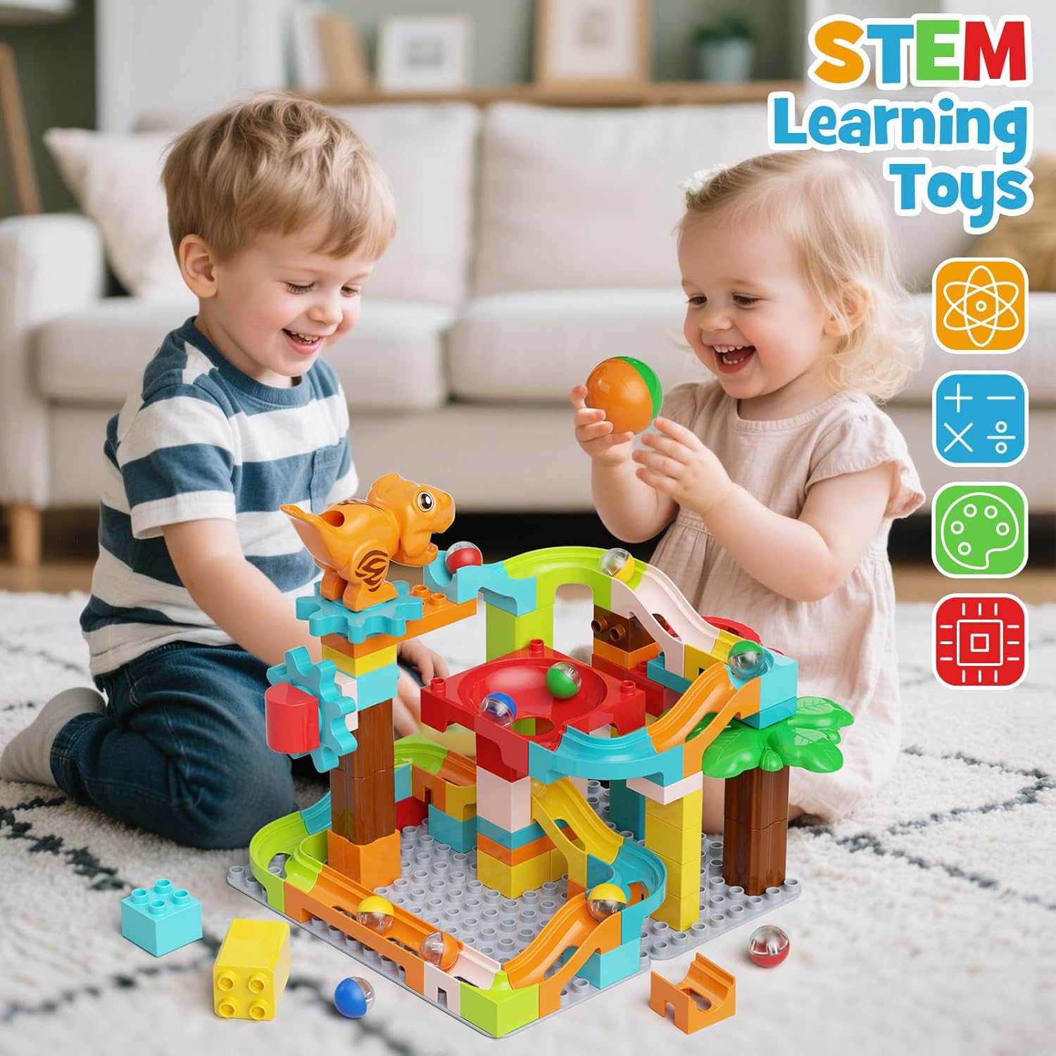 Blocchi Costruzione Pista di Marmo Dinosauri 90 Pezzi - immagine 2