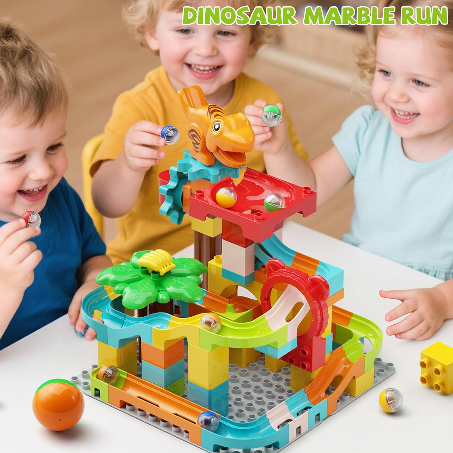 Blocchi Costruzione Pista di Marmo Dinosauri 90 Pezzi - immagine 3