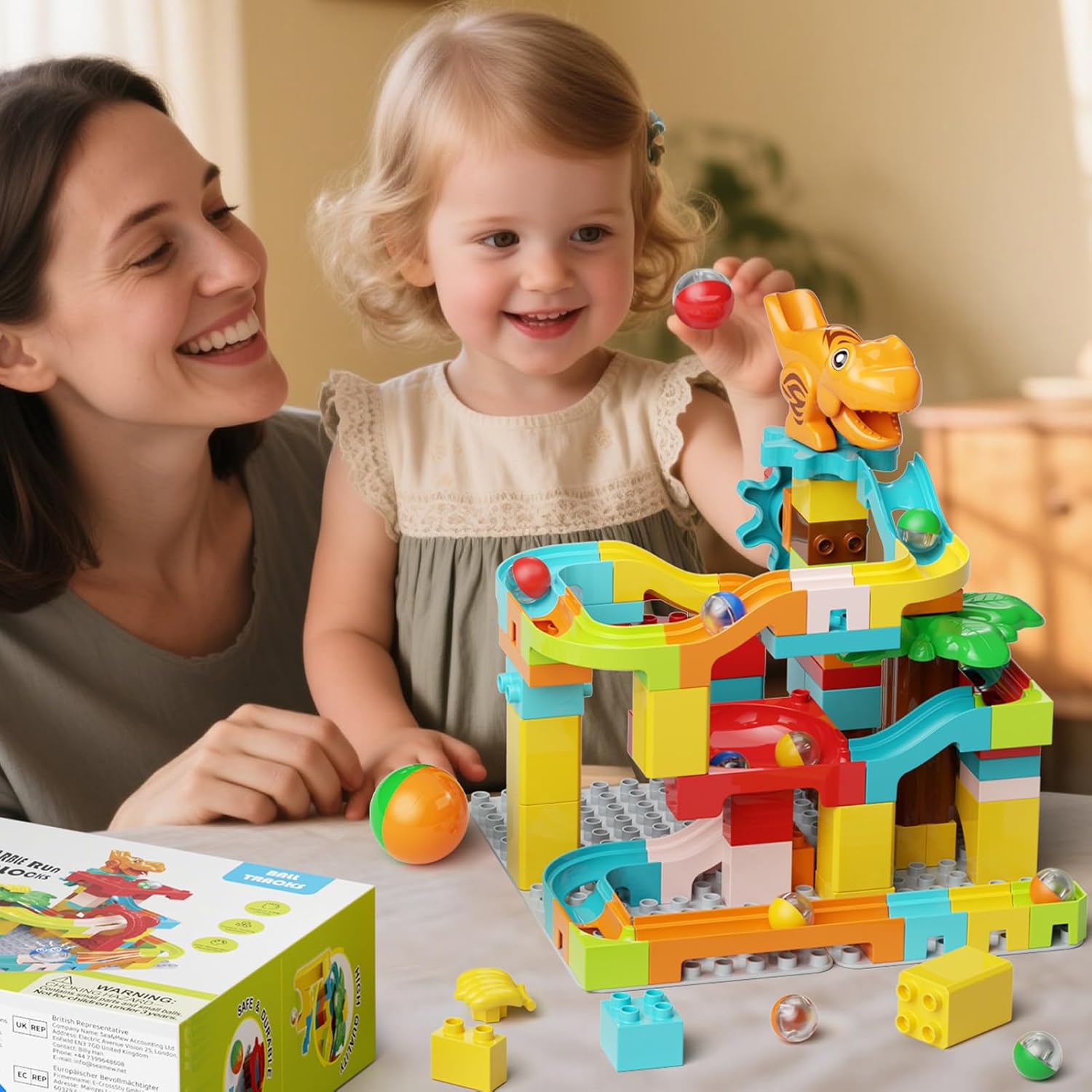 Blocchi Costruzione Pista di Marmo Dinosauri 90 Pezzi - immagine 5