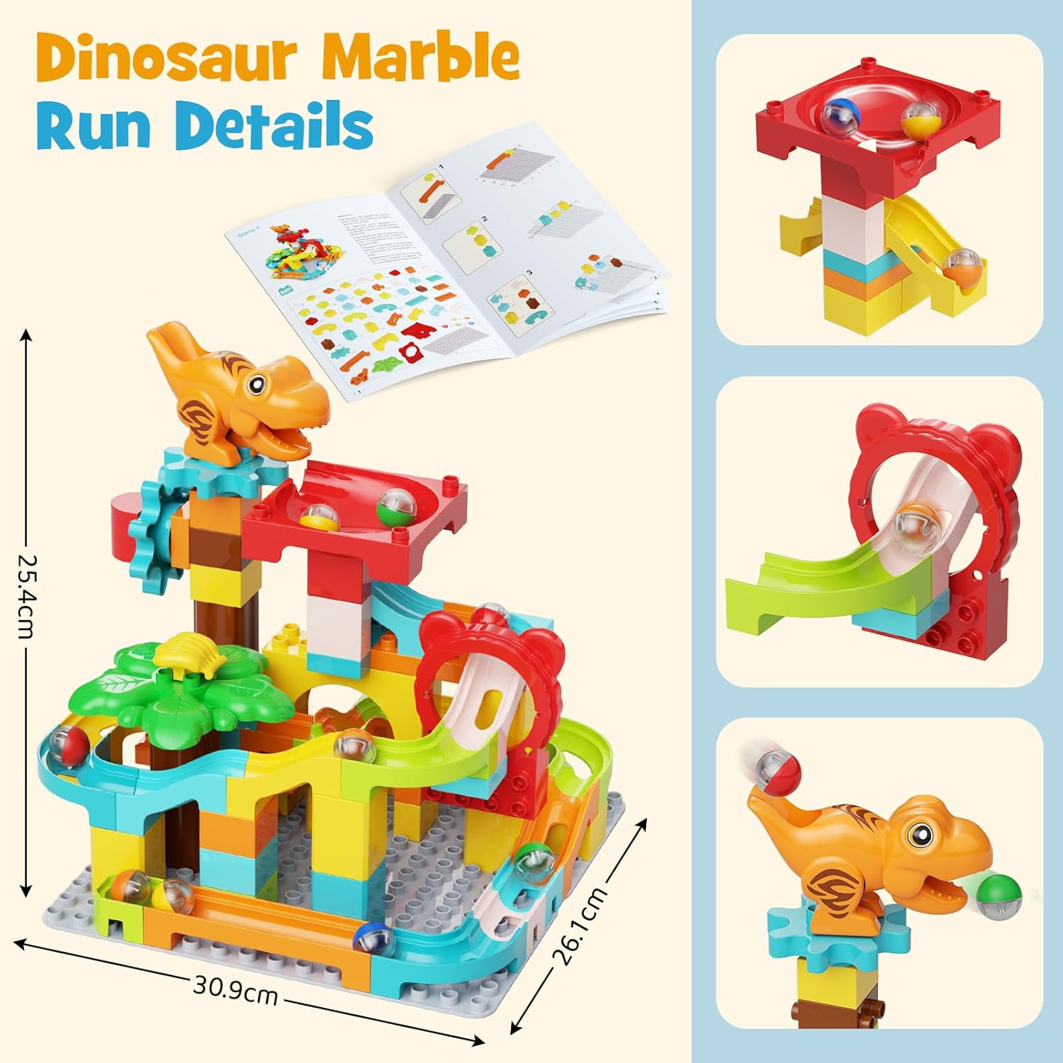 Blocchi Costruzione Pista di Marmo Dinosauri 90 Pezzi - immagine 6