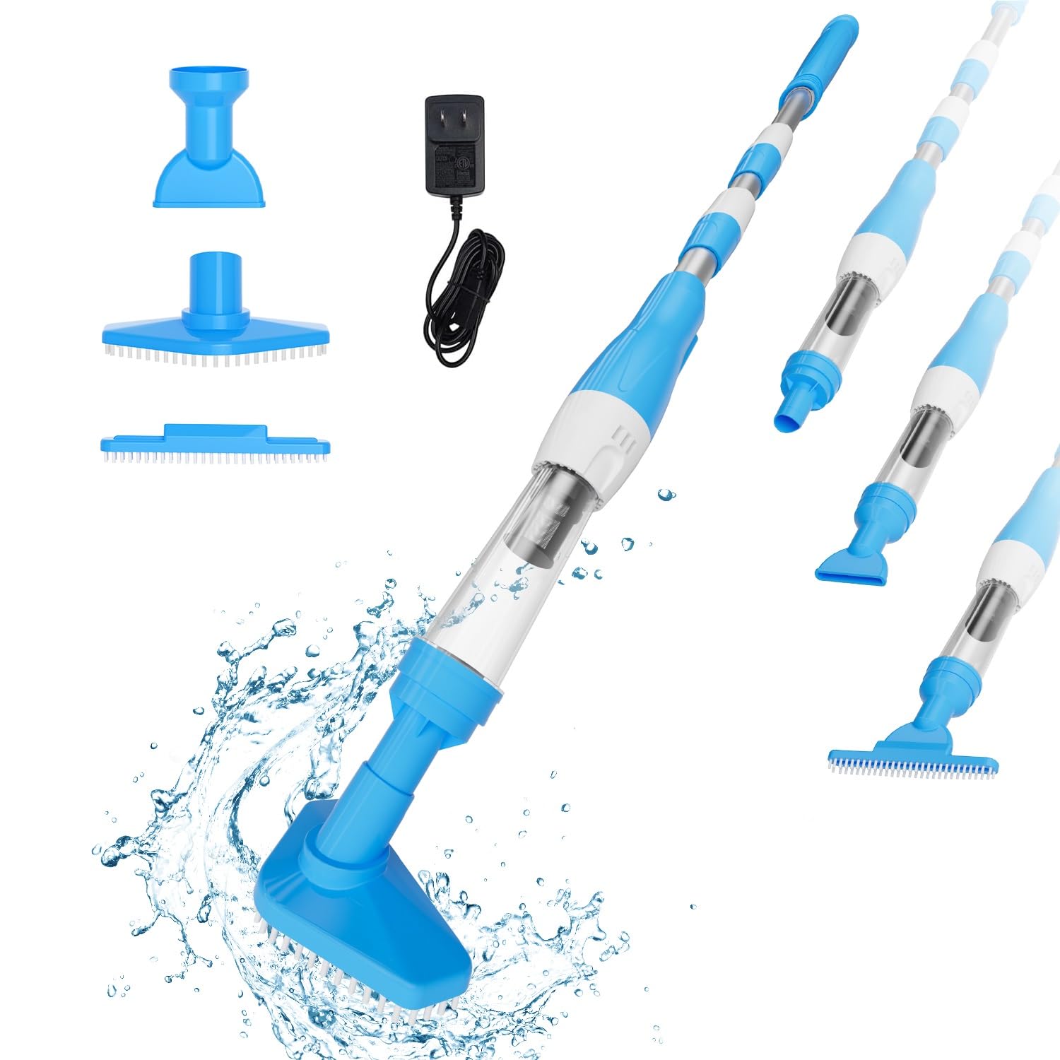 Poolypoly Aspiratore Piscina Ricaricabile Senza Fili, Blu