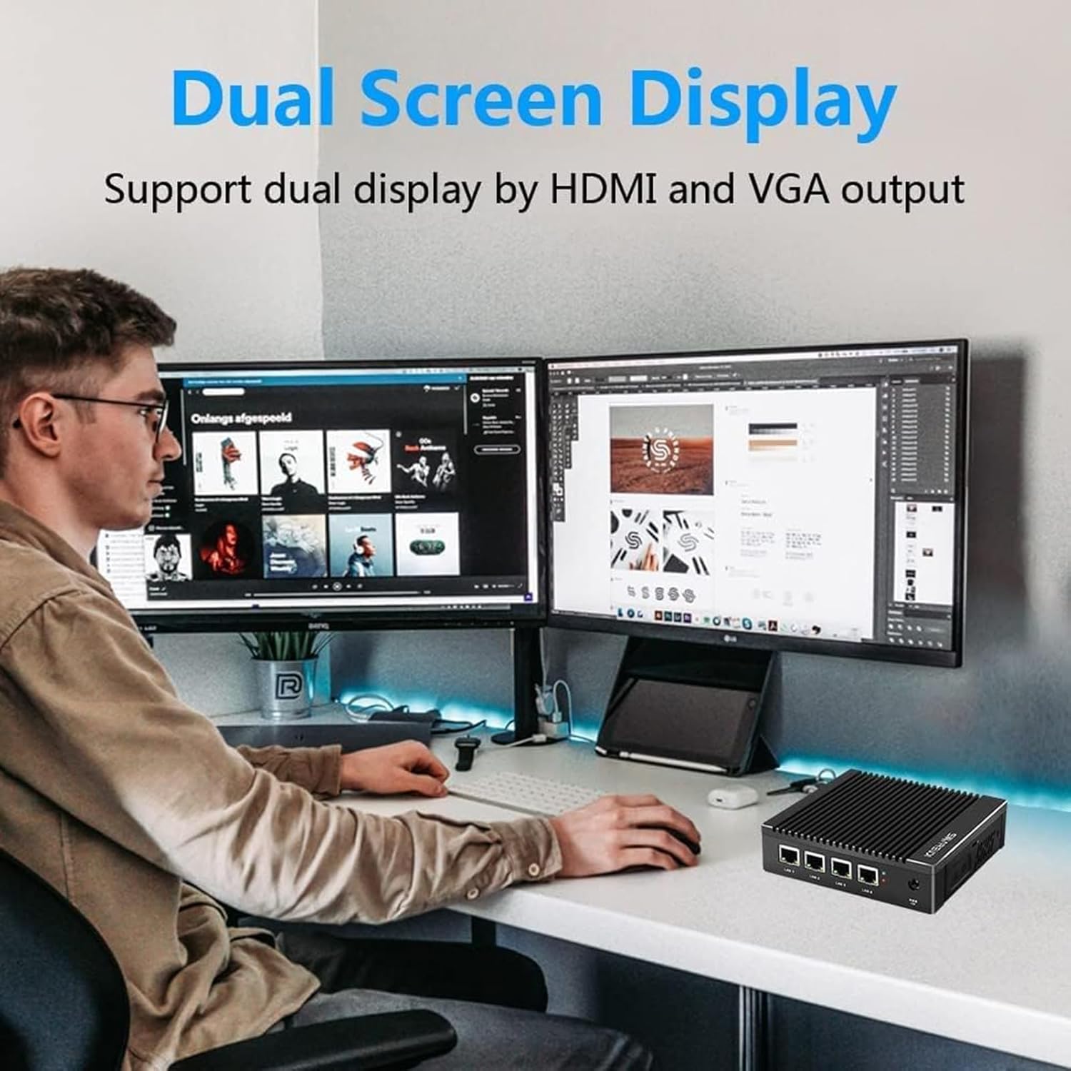 Micro Firewall Fanless In-tel N3700 Quad Core Mini PC - immagine 5