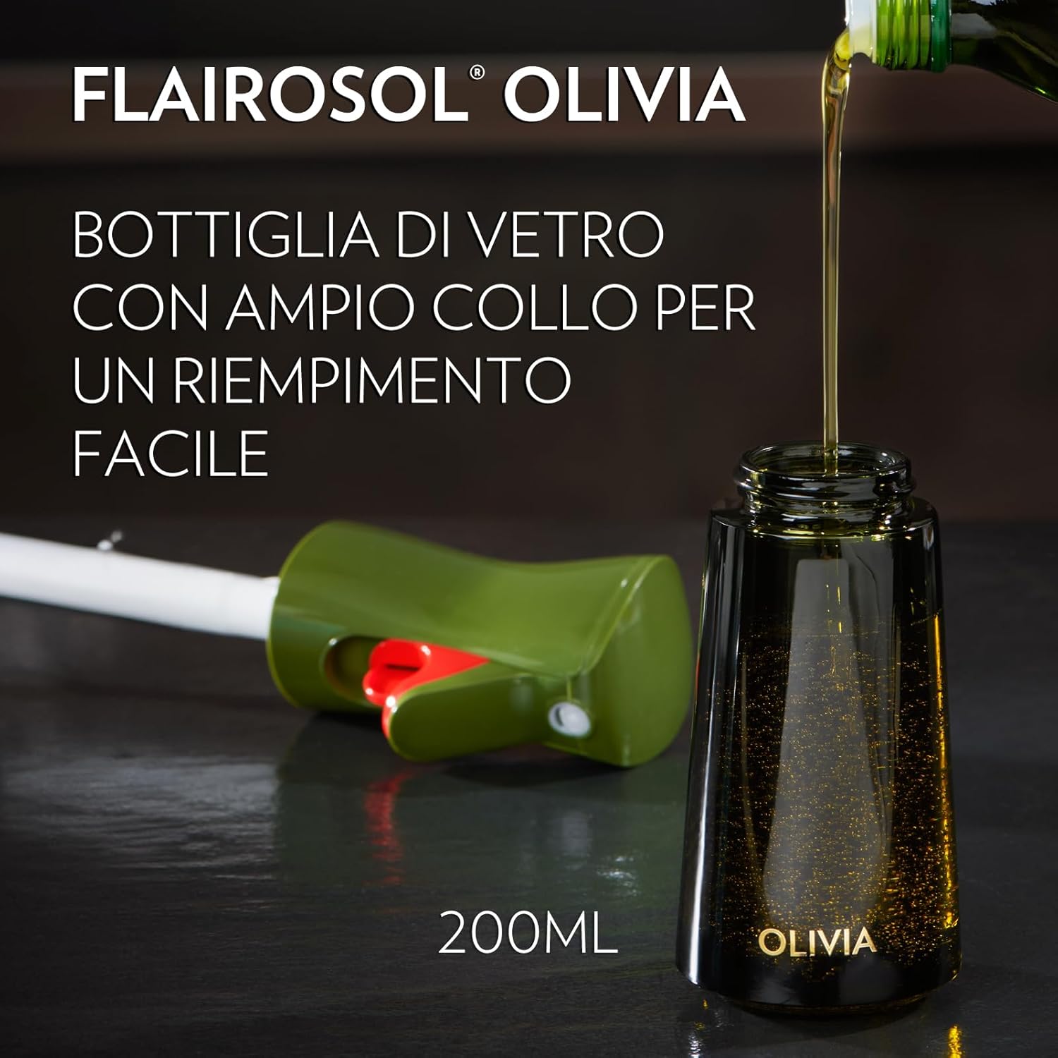 Flairosol OLIVIA Spruzzatore Olio in Vetro 200ml, Verde - immagine 7