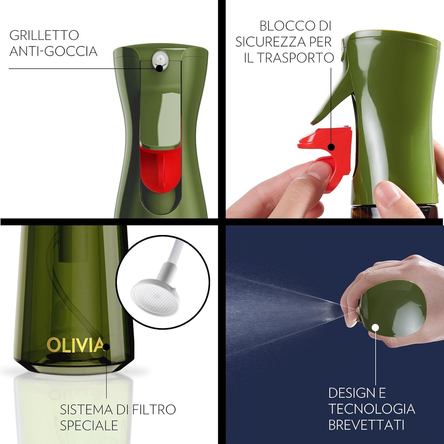Flairosol OLIVIA Spruzzatore Olio in Vetro 200ml, Verde - immagine 8