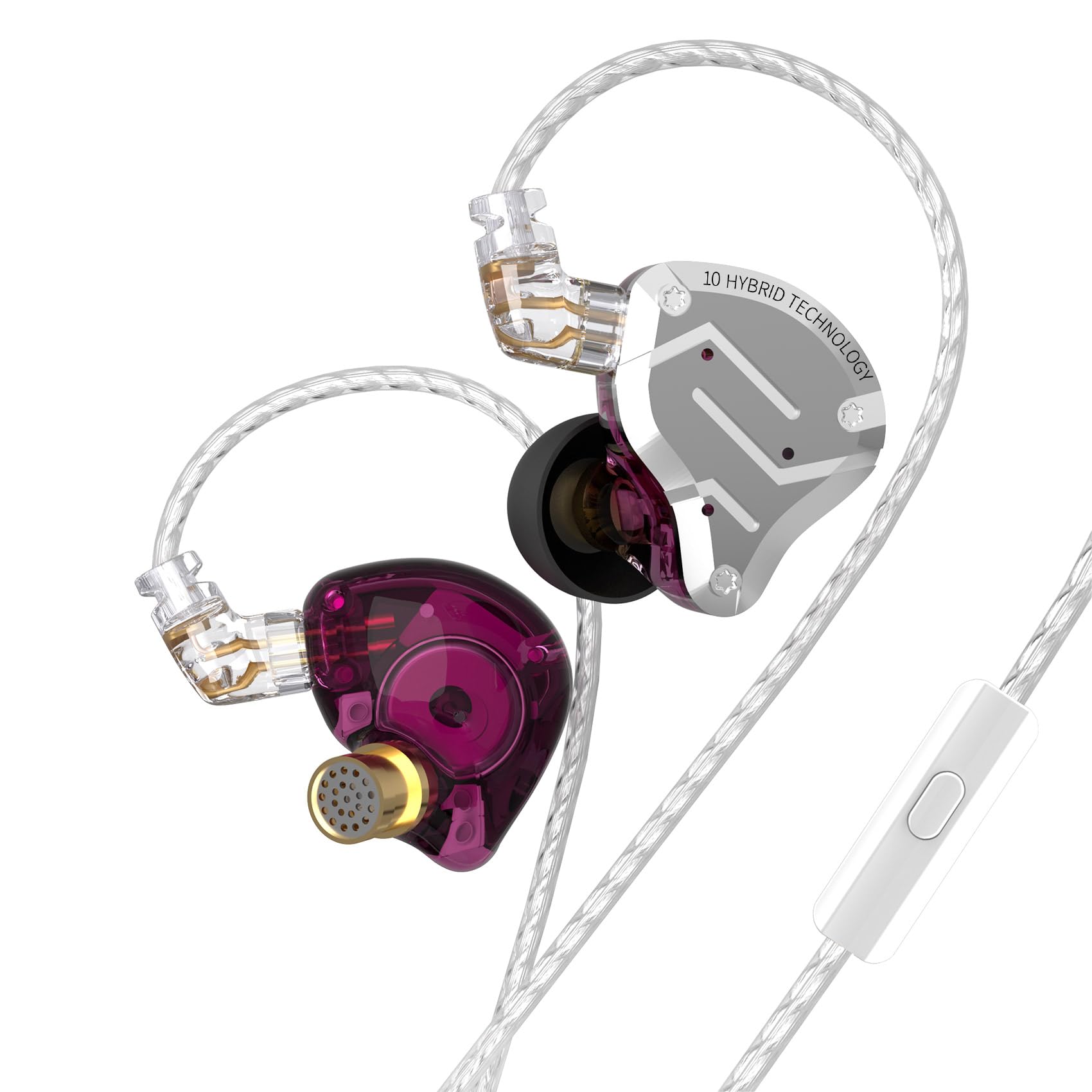 Kinboofi KZ ZS10 Pro Earbuds IEM HIFI con 5 Driver, Viola
