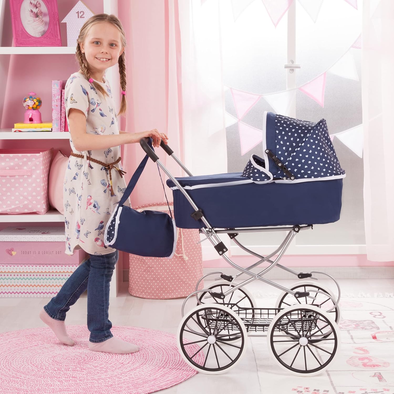 Bayer Design Carrozzina Classic Deluxe Vintage, Blu - immagine 6