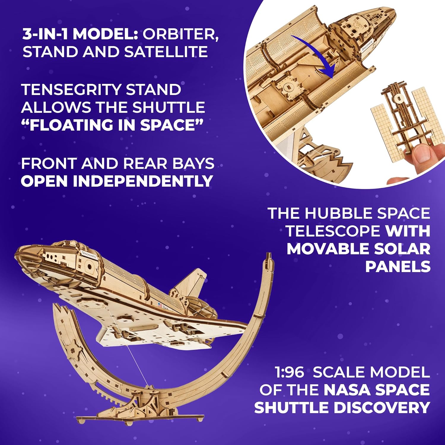 Ugears Space Shuttle Discovery NASA - Puzzle 3D Legno - immagine 3