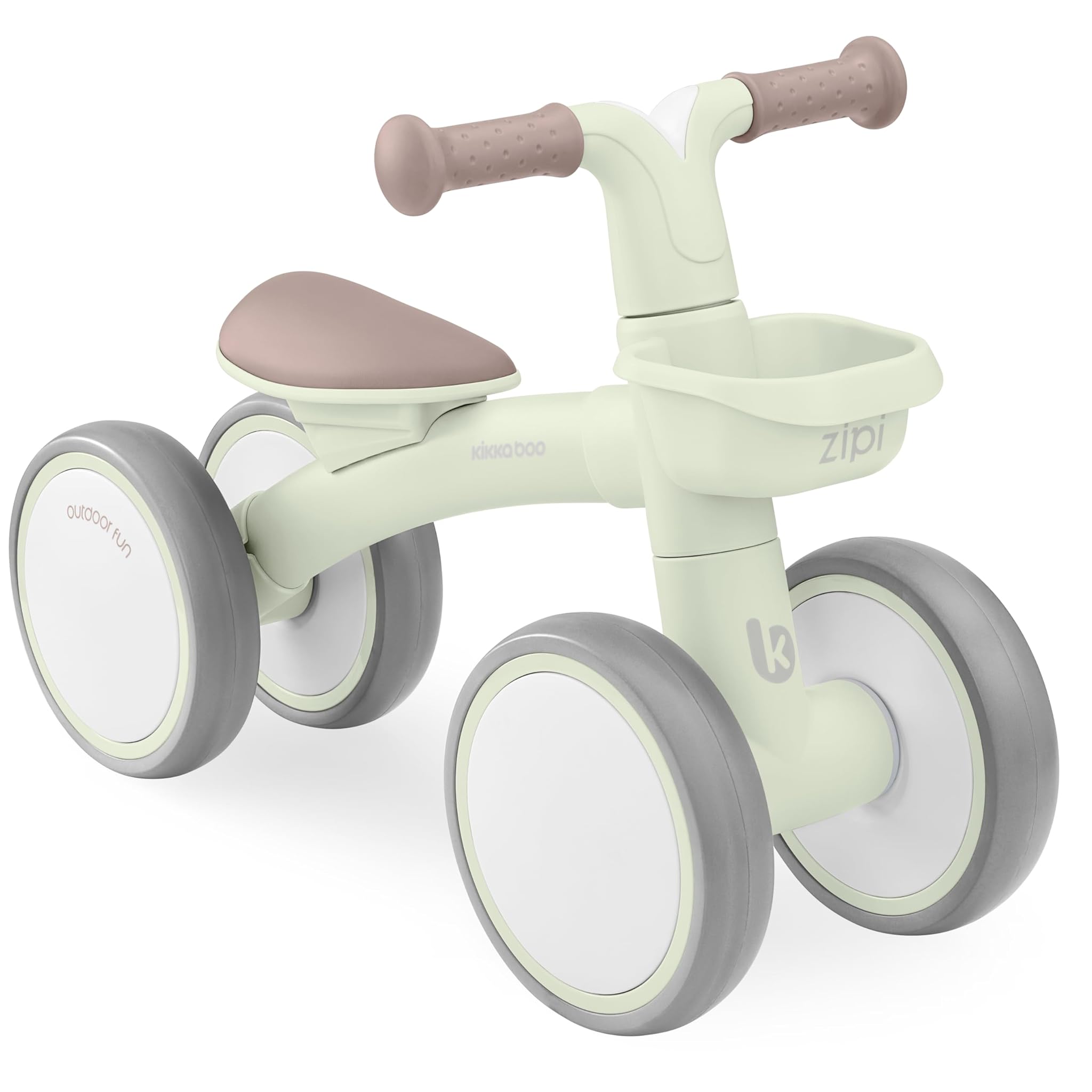 KikkaBoo Bicicleta Sin Pedales ZIPI, Correpasillos Bebé 1 Año, Bicicleta Equilibrio, Bici Bebé con Canasta, Ajustable, Juguete para Niños, Regalo Bebé, Menta