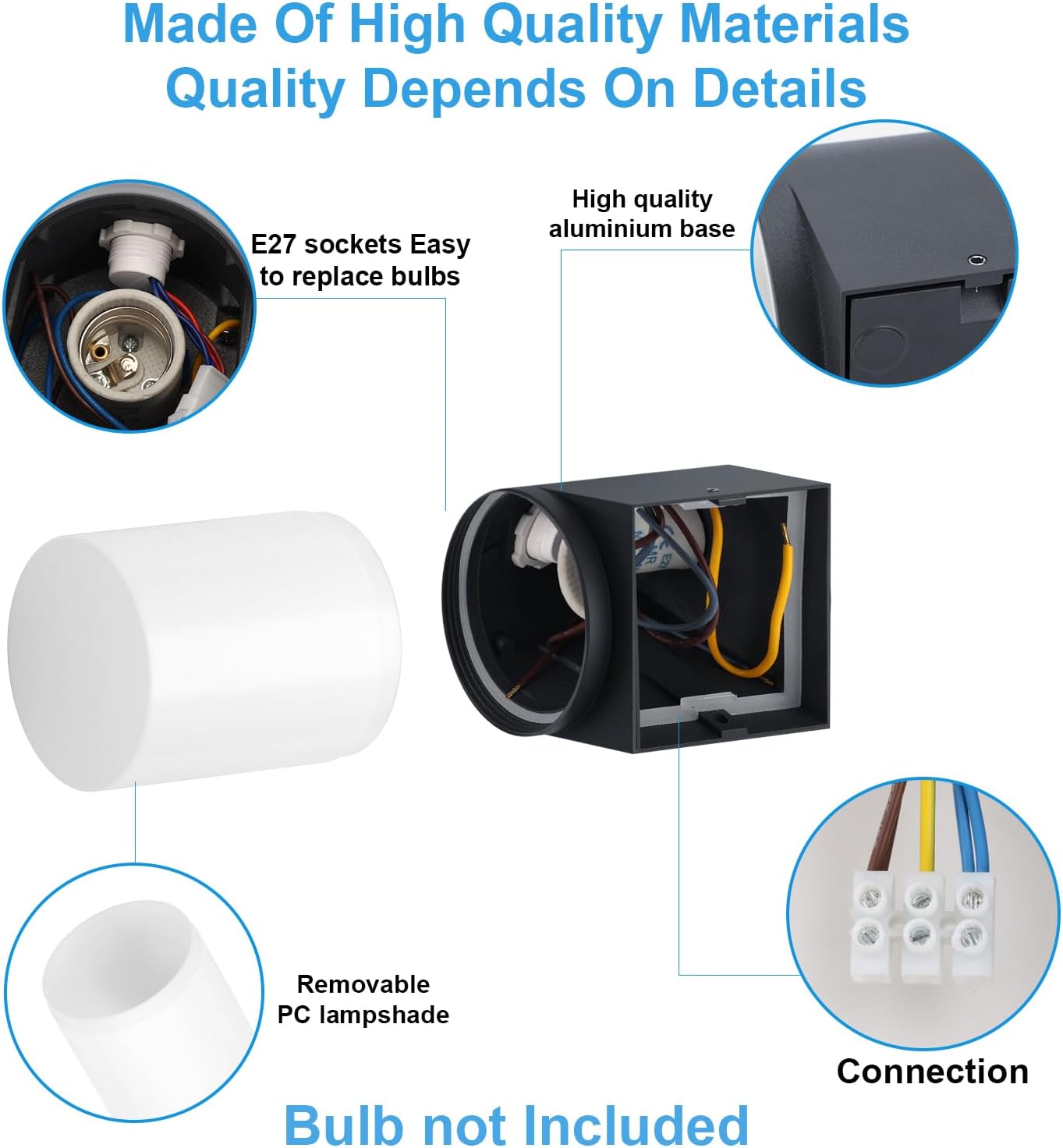 Klighten 2 Lampade da Parete E27 Esterno/Interno Antracite - immagine 4