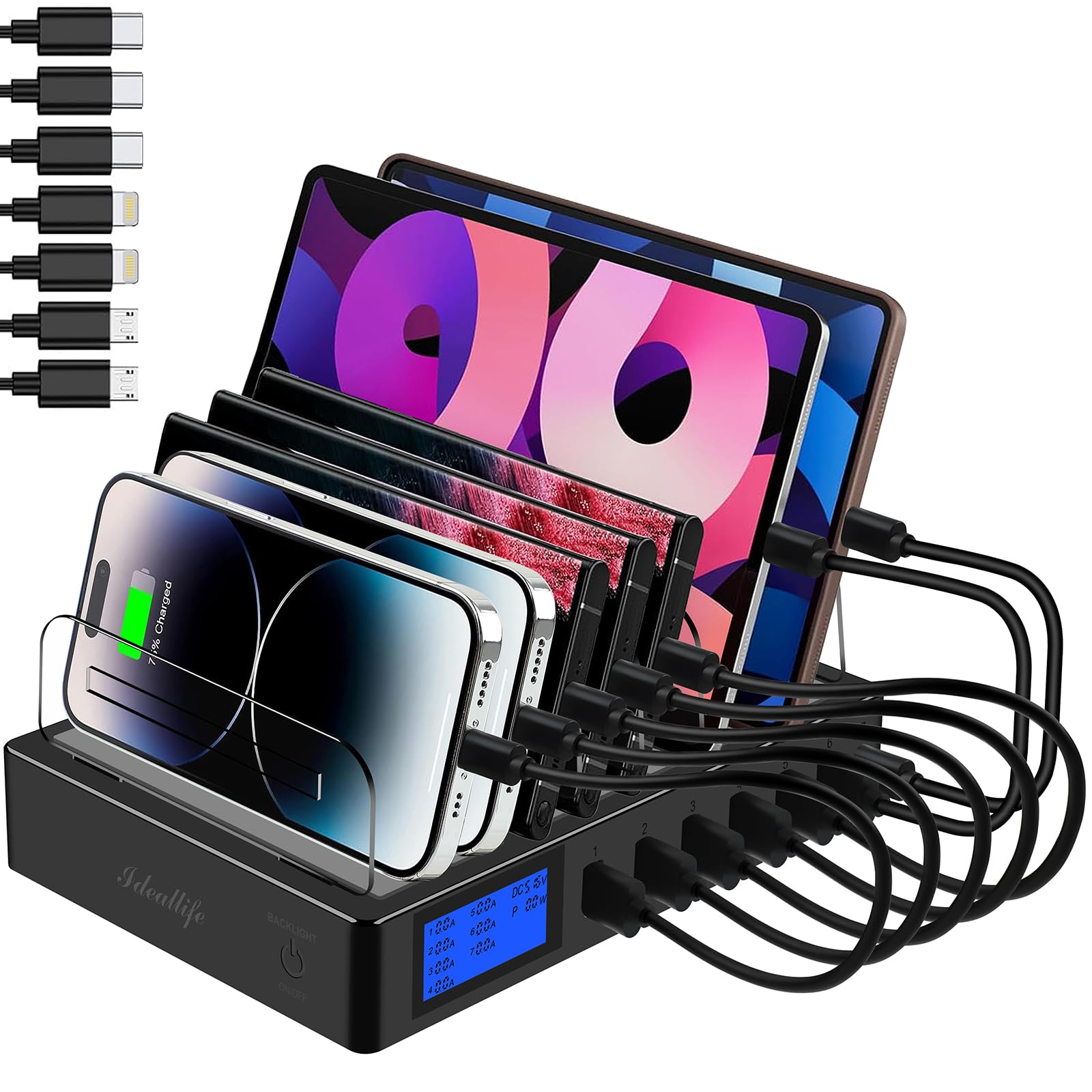 Ideallife Stazione Ricarica 7 Porte USB 70W