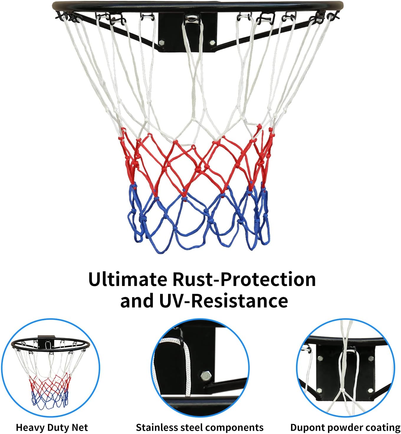 Anello Solido da Basket Professionale 45cm, Nero - immagine 7