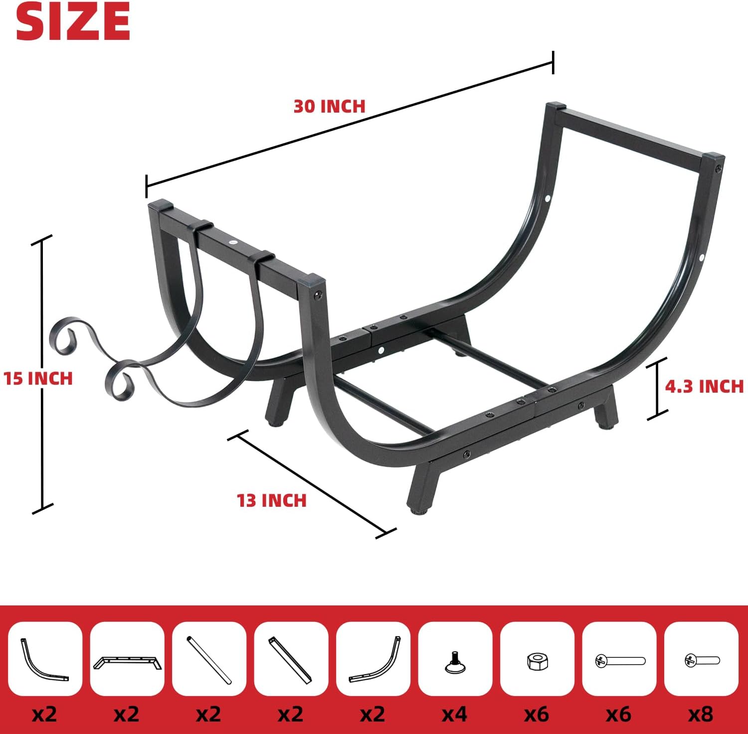 Scaffale per Legna da Ardere 30 Pollici - immagine 2