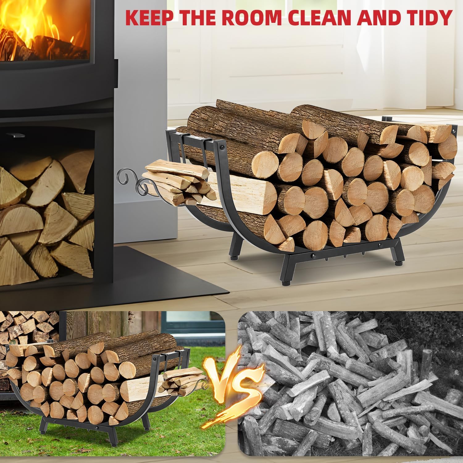 Scaffale per Legna da Ardere 30 Pollici - immagine 4