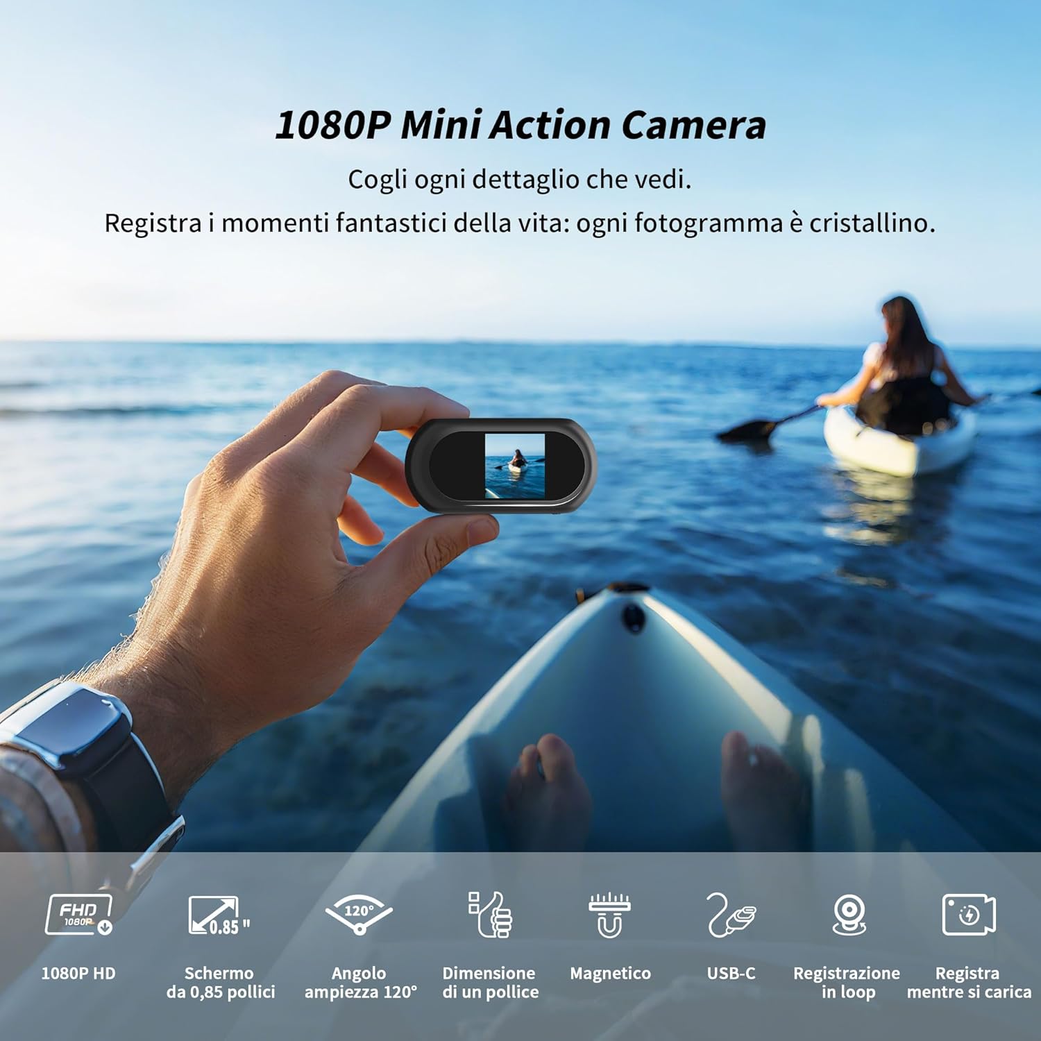 Mini Action Cam 360° 1080P Wearable - immagine 2