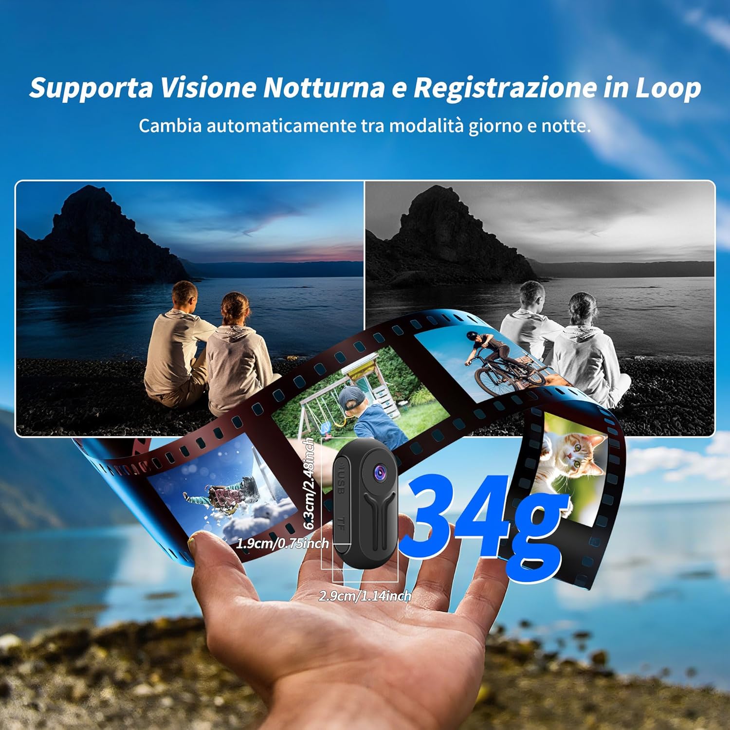 Mini Action Cam 360° 1080P Wearable - immagine 5
