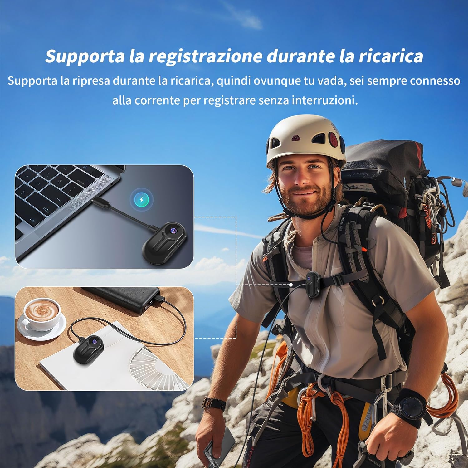 Mini Action Cam 360° 1080P Wearable - immagine 7