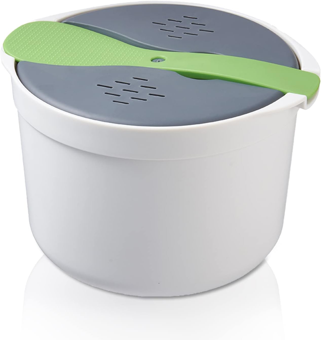 Cuociriso Microonde 2 Litri con Coperchio e Colino, Verde