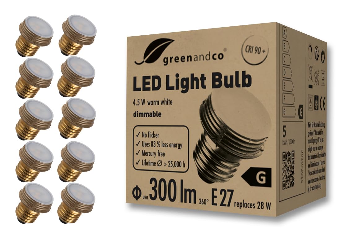 Greenandco 10x Lampadina LED Piatta E27 4,5W