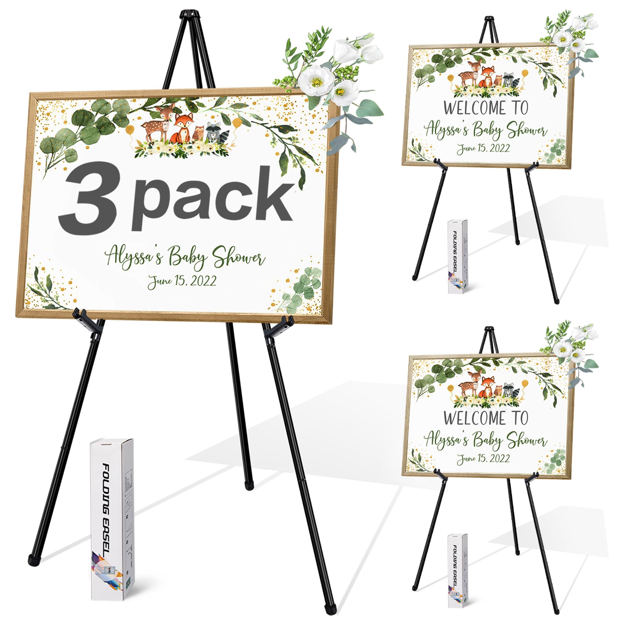 Cavalletto Regolabile in Metallo 168 cm, Nero (3 pezzi)