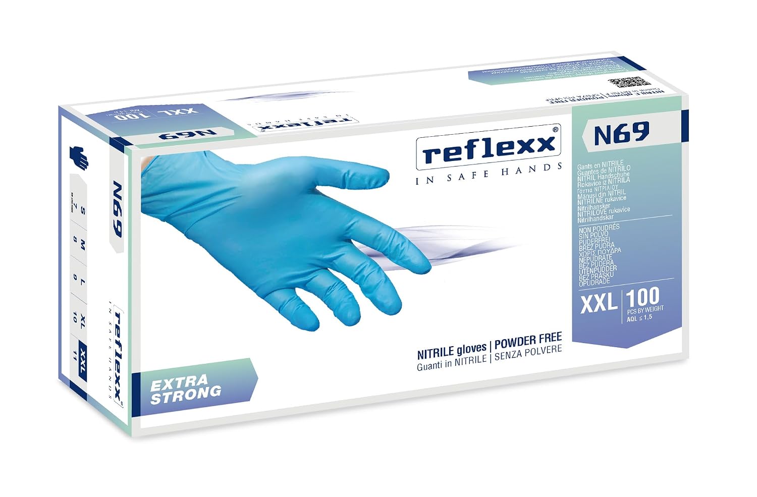 Reflexx N69/XXL, guanti in nitrile EXTRA STRONG senza polvere | Velz