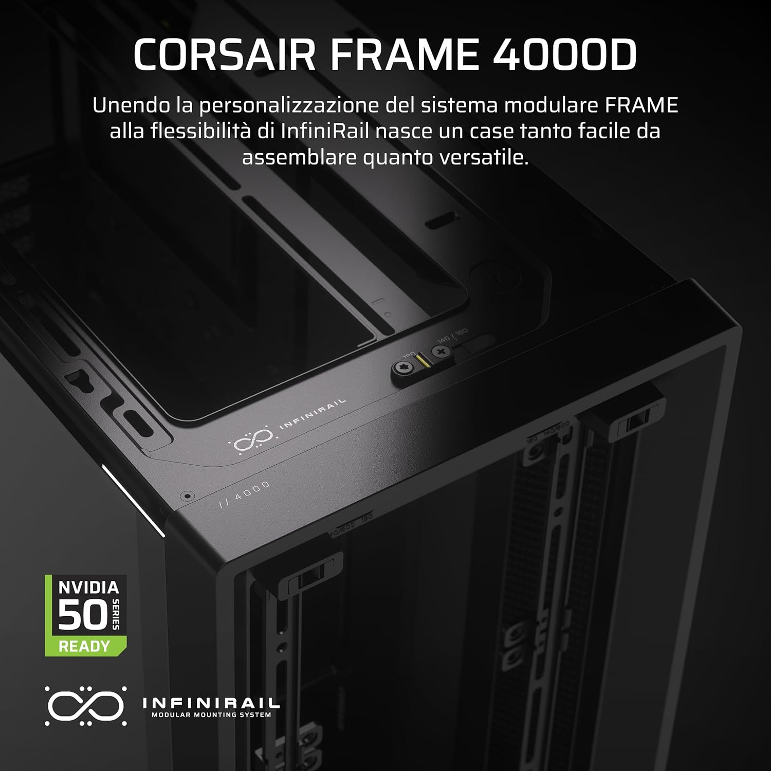 Corsair FRAME 4000D Mid–Tower ATX PC Case, Nero - immagine 2