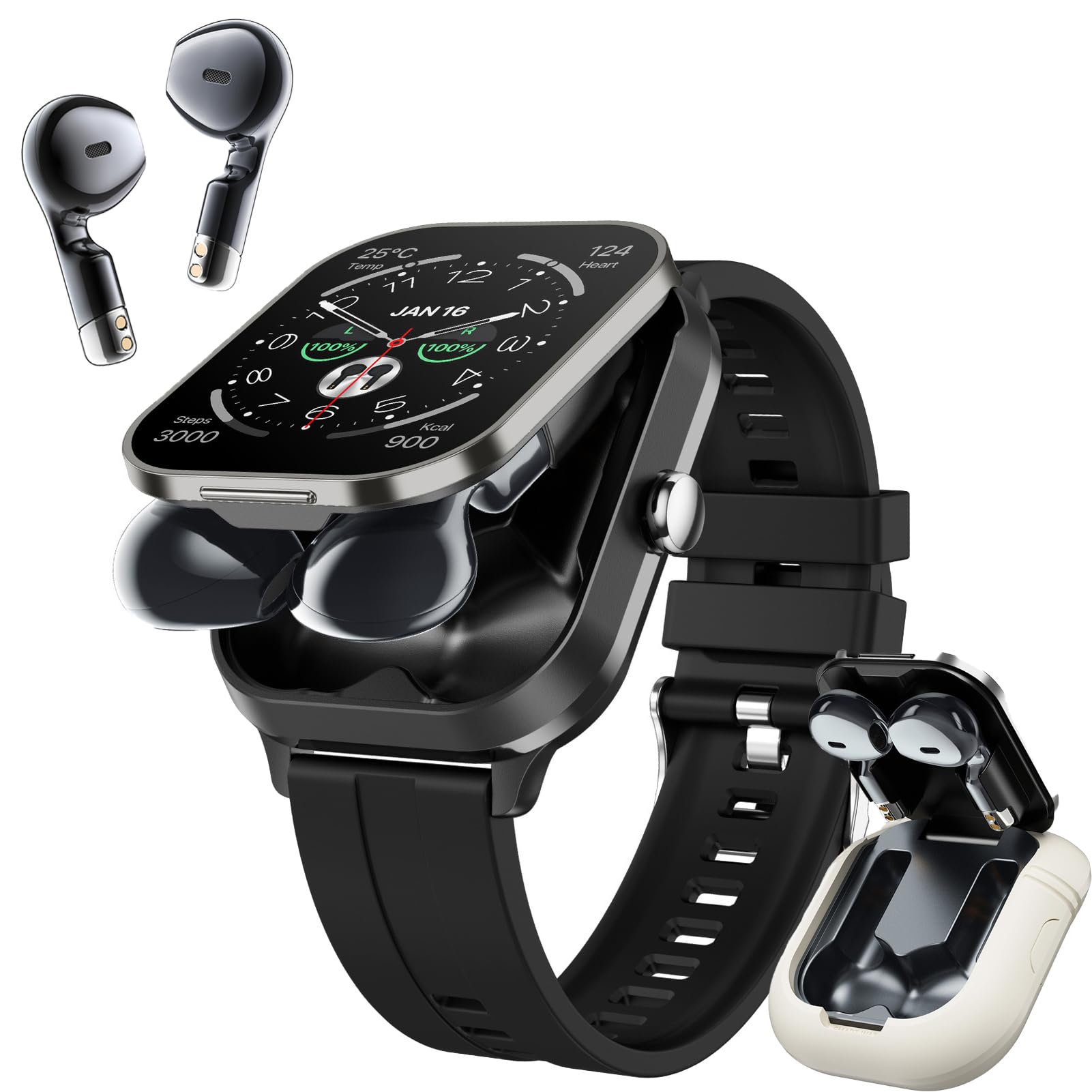 Smartwatch e Auricolari 2 in 1, Schermo HD 2,01"