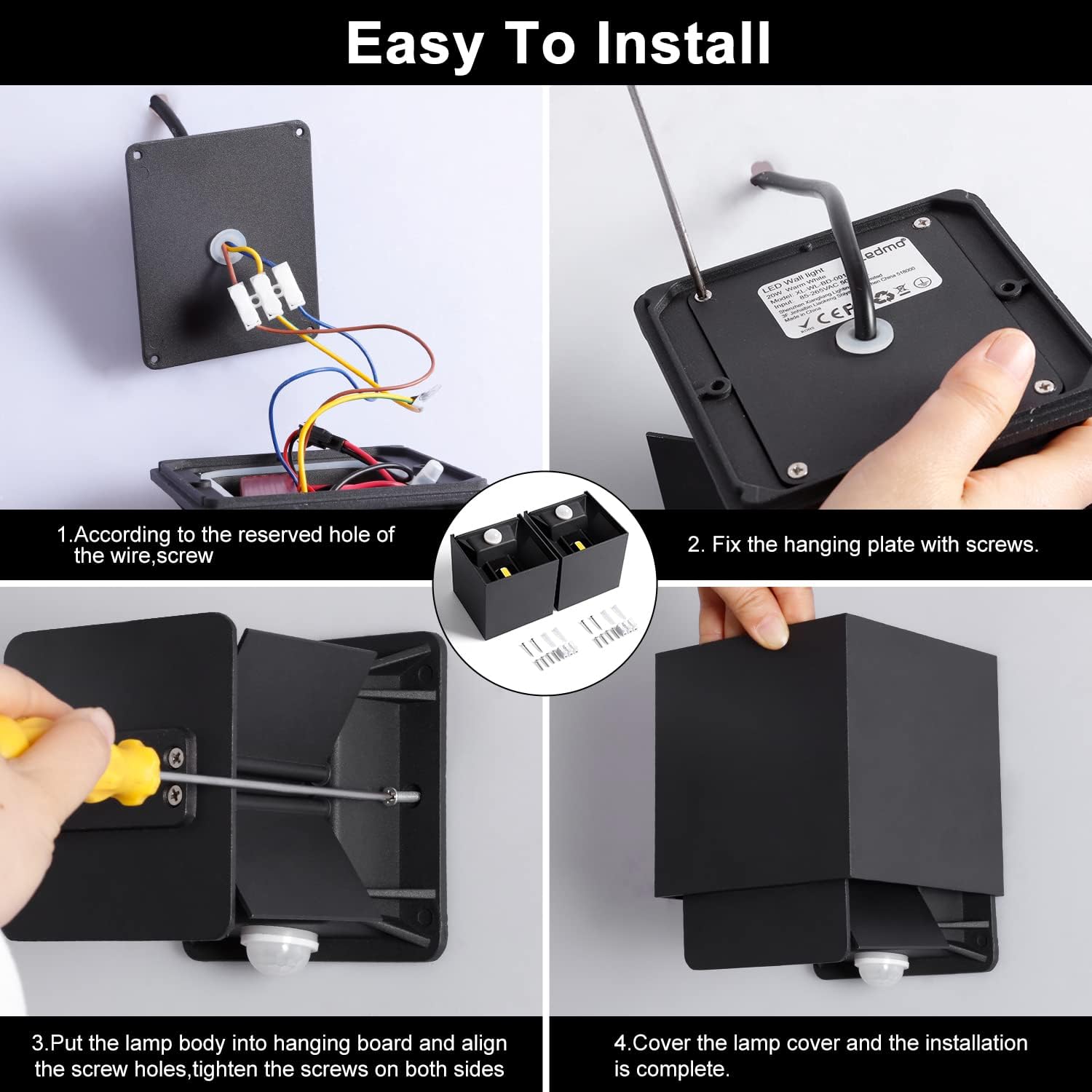 Ledmo Applique da Esterno/Interno 20W con Sensore, 2 Pezzi - immagine 7