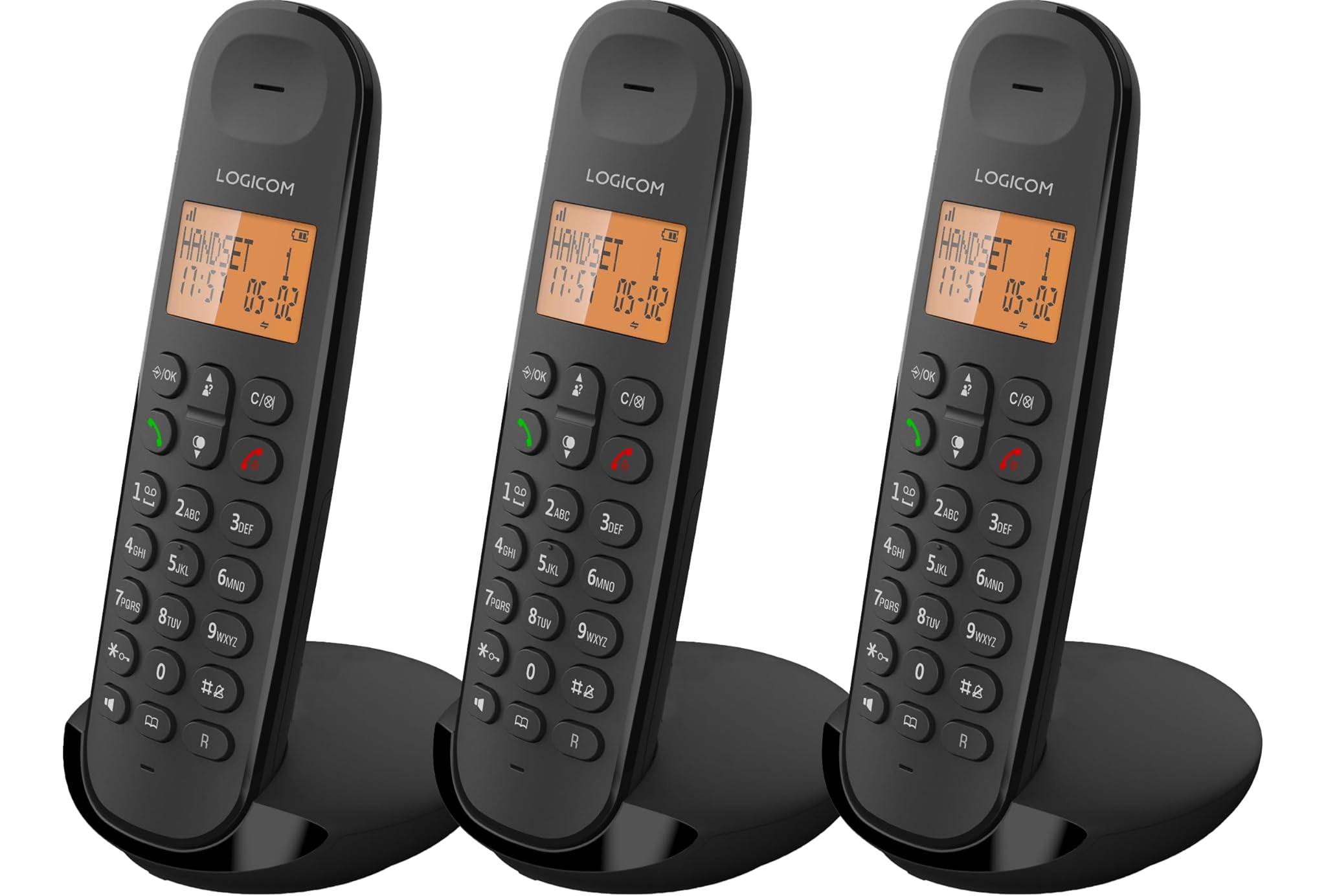 Logicom ILOA 350 - Telefono Fisso Wireless Trio, Nero