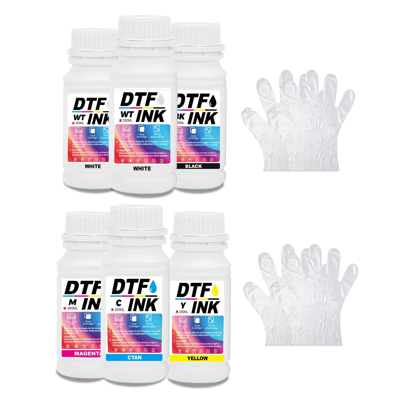 Inchiostro DTF, Trasferimento di Ricarica Ink per Stampanti a Getto D'Inchiostro Pellicola PET Termica Compatibile con i3200, DX5/DX7, 5113, i4720, XP600 (5 Colori, 1500 ml)