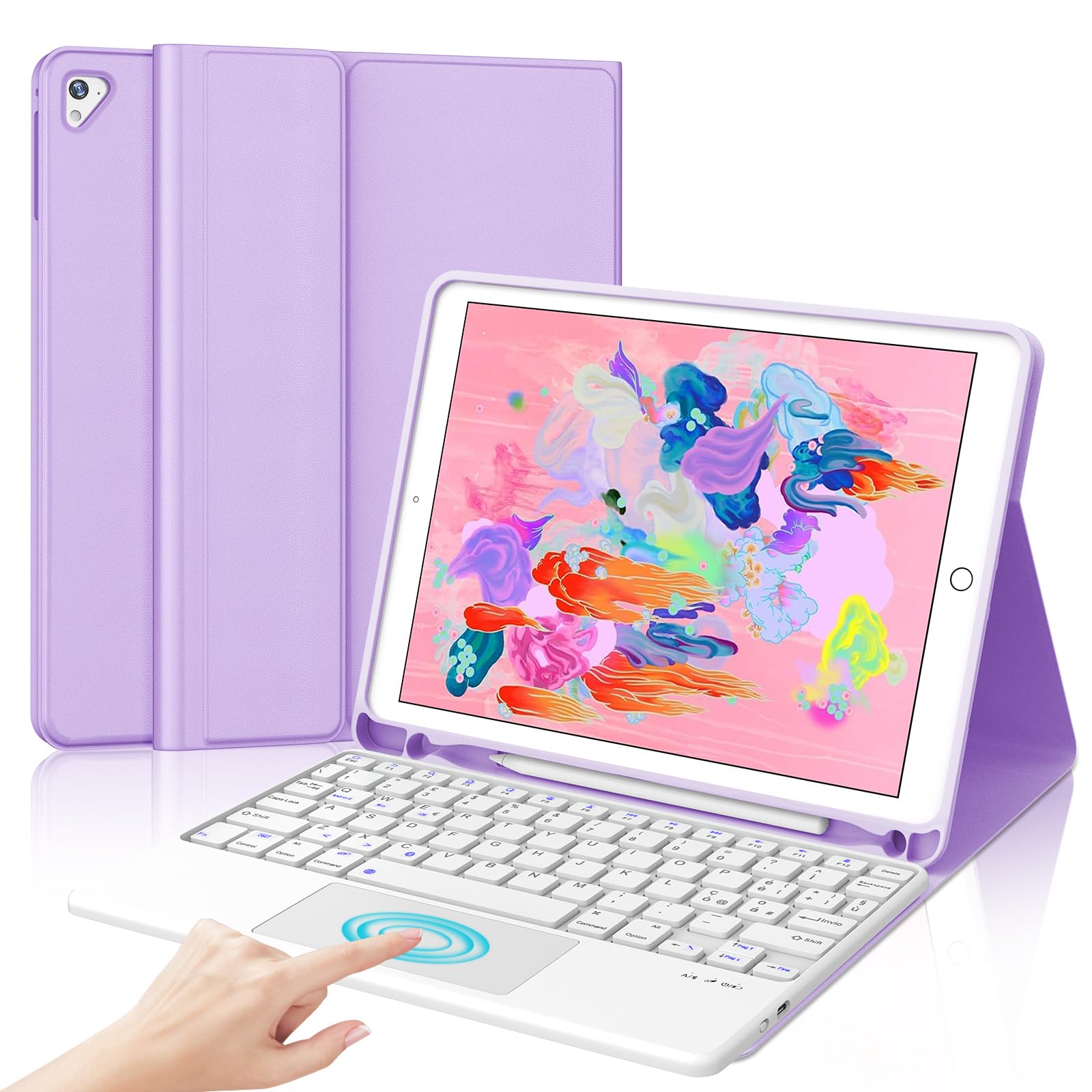 Iveoppe Tastiera iPad 6 Gen 9.7" 2018 con Trackpad, Viola