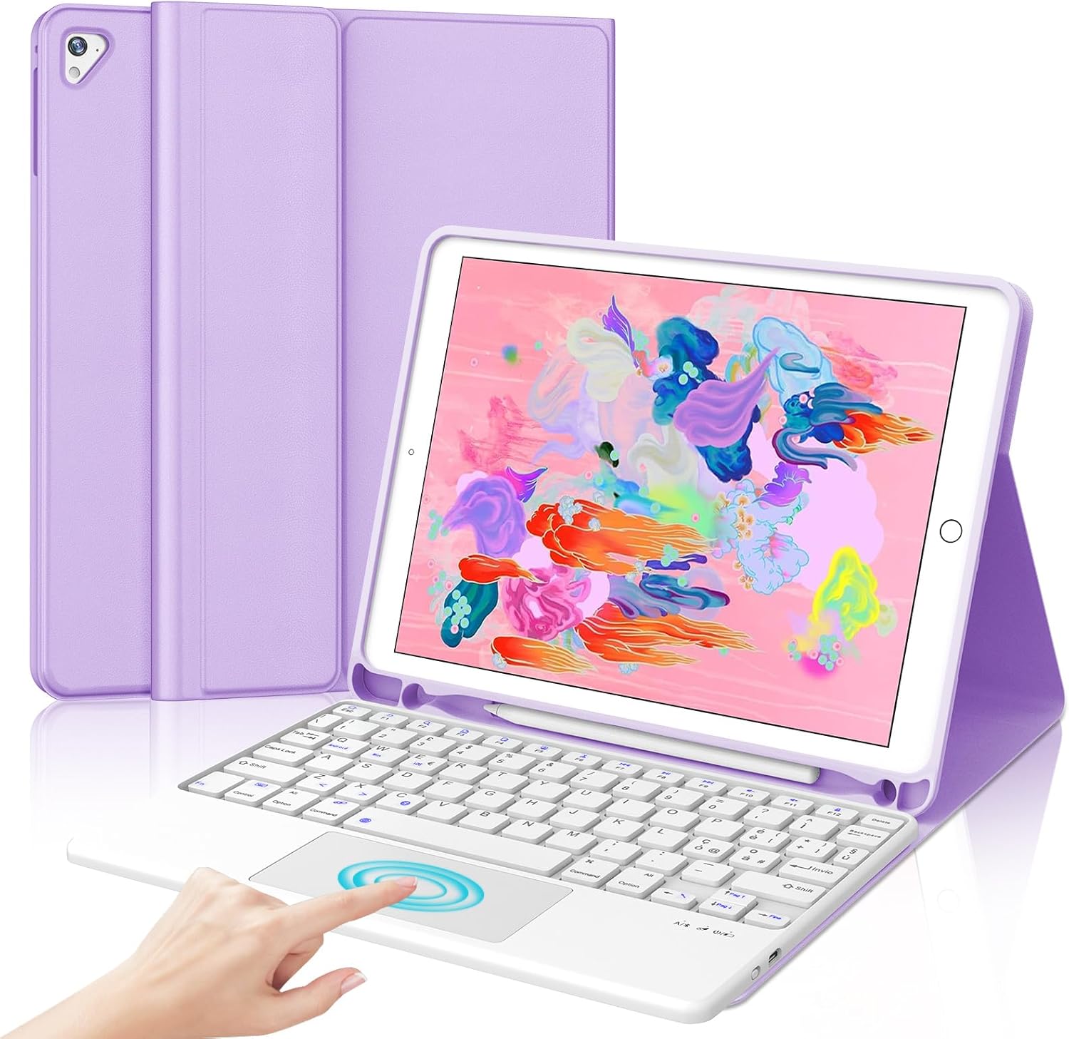 Iveoppe Tastiera iPad 6 Gen 9.7" 2018 con Trackpad, Viola - immagine 1