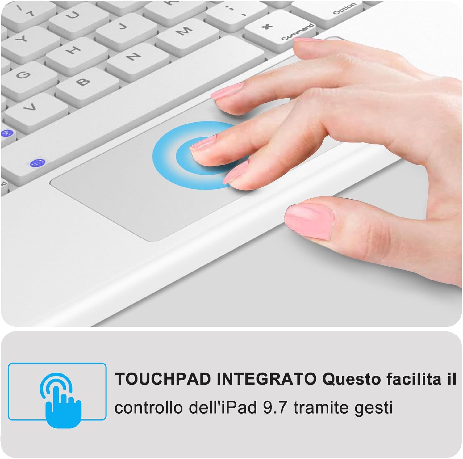 Iveoppe Tastiera iPad 6 Gen 9.7" 2018 con Trackpad, Viola - immagine 6