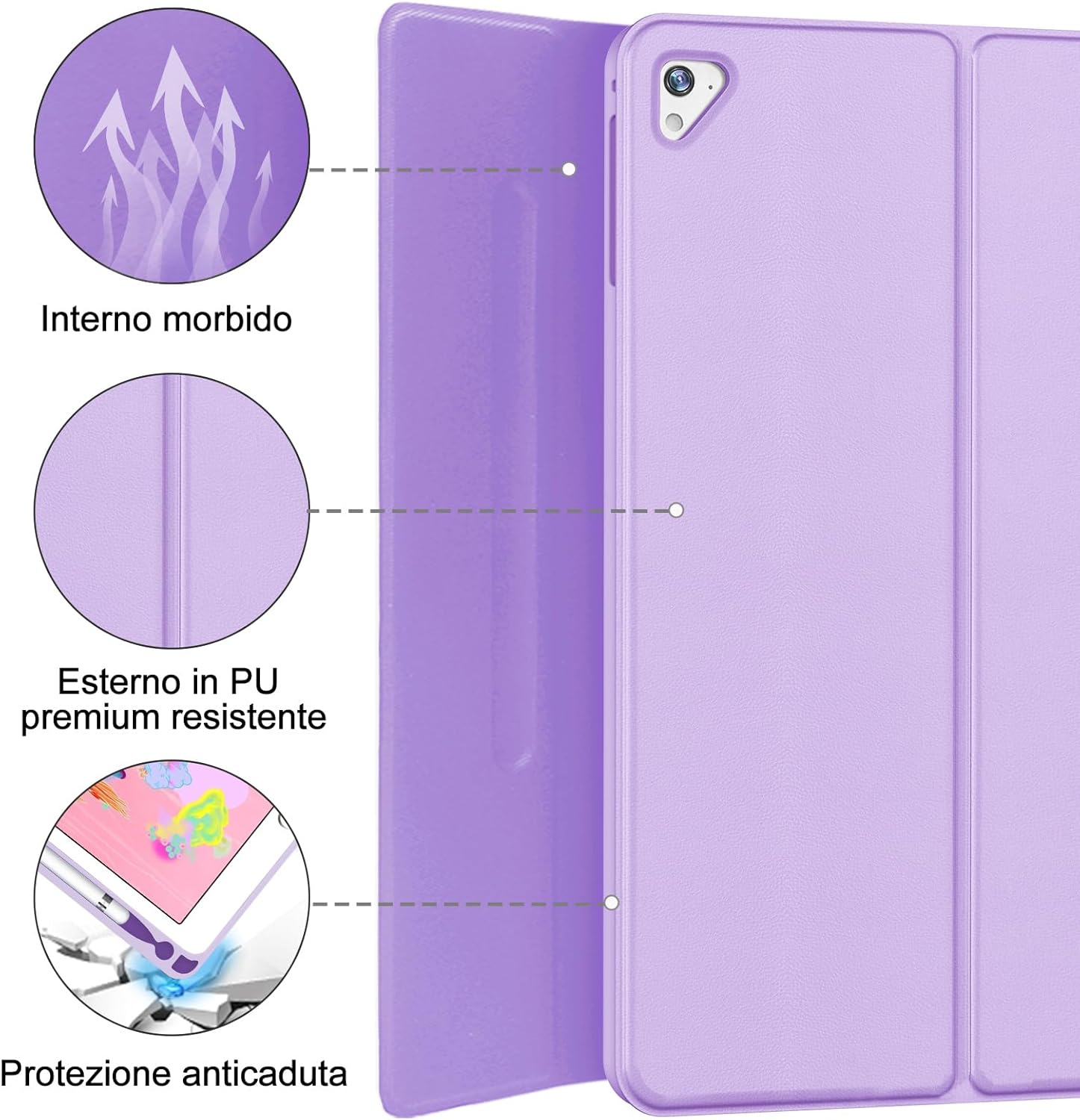 Iveoppe Tastiera iPad 6 Gen 9.7" 2018 con Trackpad, Viola - immagine 8