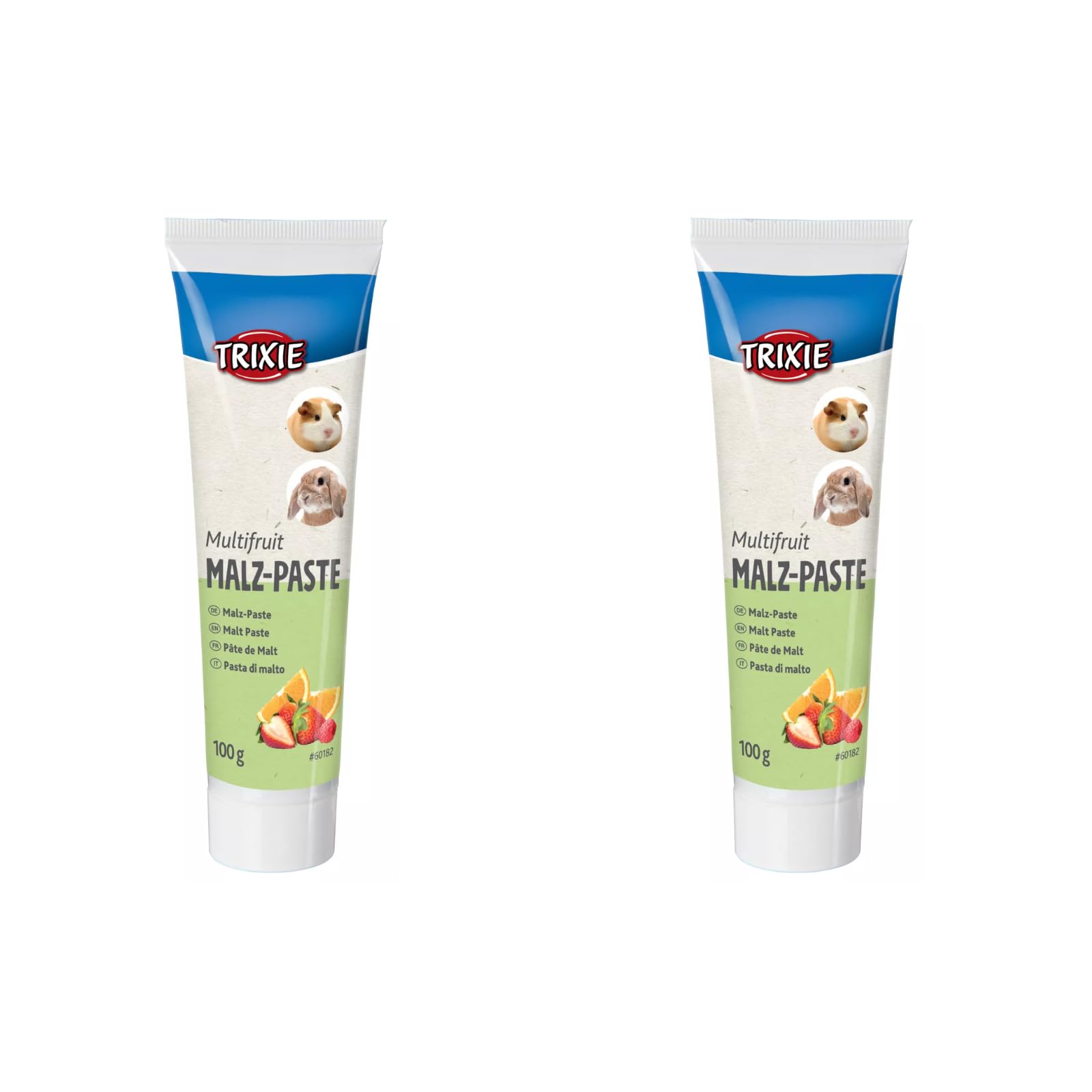 Trixie Malt Paste Multifruit | Confezione Doppia | 2 x 100 g | Mangime complementare per conigli e piccoli roditori | Con il 70% di malto e il 12% di frutta | Come bocconcino o per perfezionare l'alim