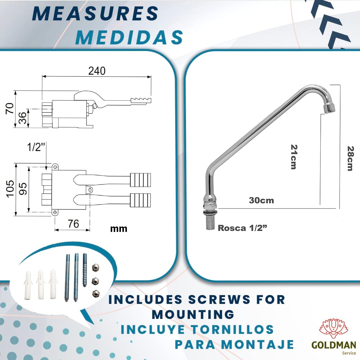 Goldman Service Set Rubinetti a Pedale Doppio Miscelatore - immagine 4