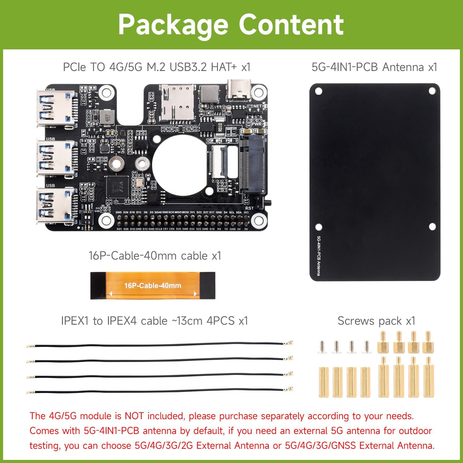 Waveshare PCIe to M.2 4G/5G and USB 3.2 HAT - immagine 2