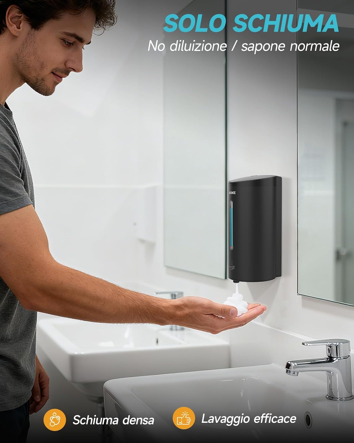 Aike FoamCore Dispenser Sapone Schiuma Automatico 750ML - immagine 3